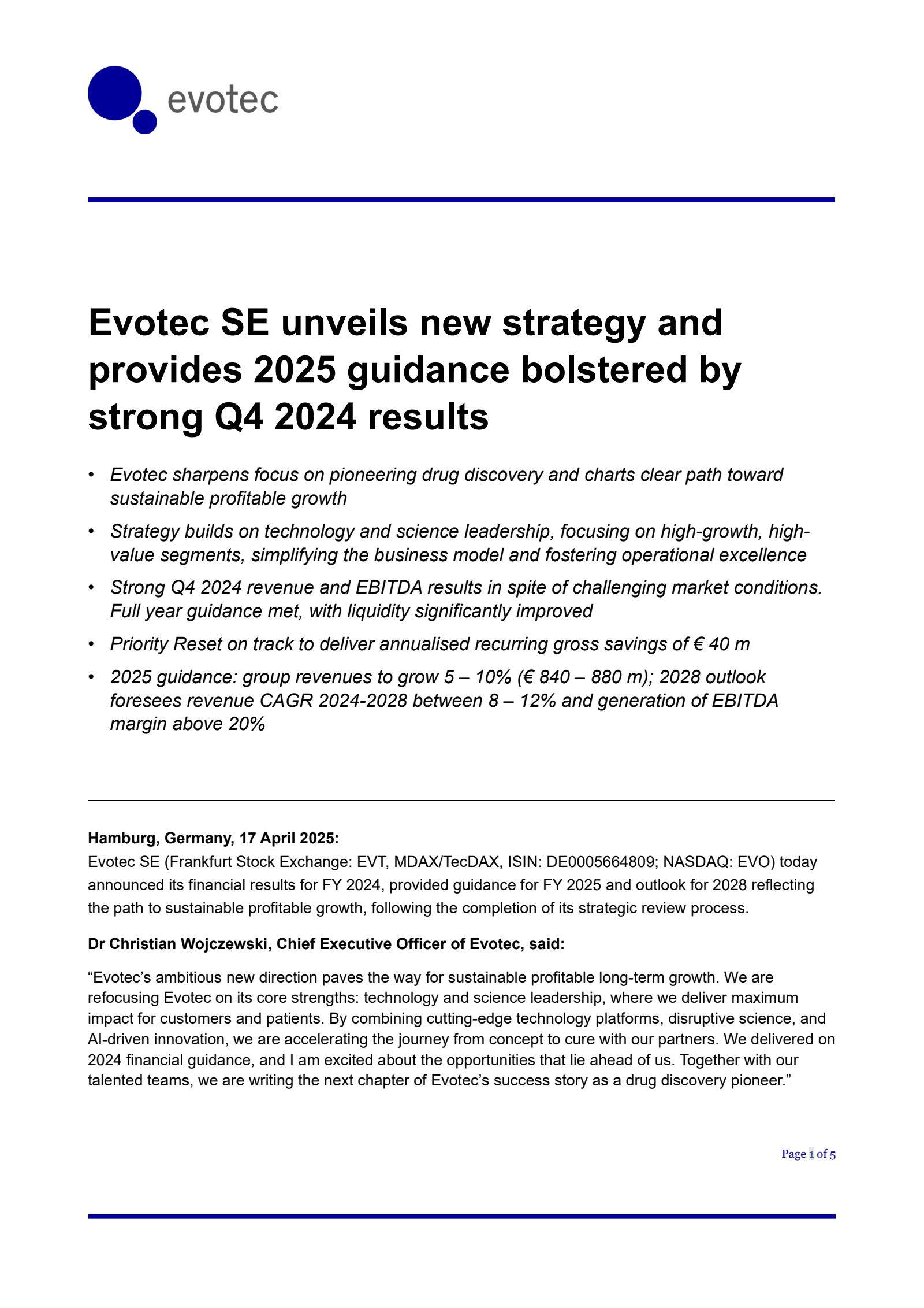 EVO Q4 2024 Earnings Report on 5/6/2025