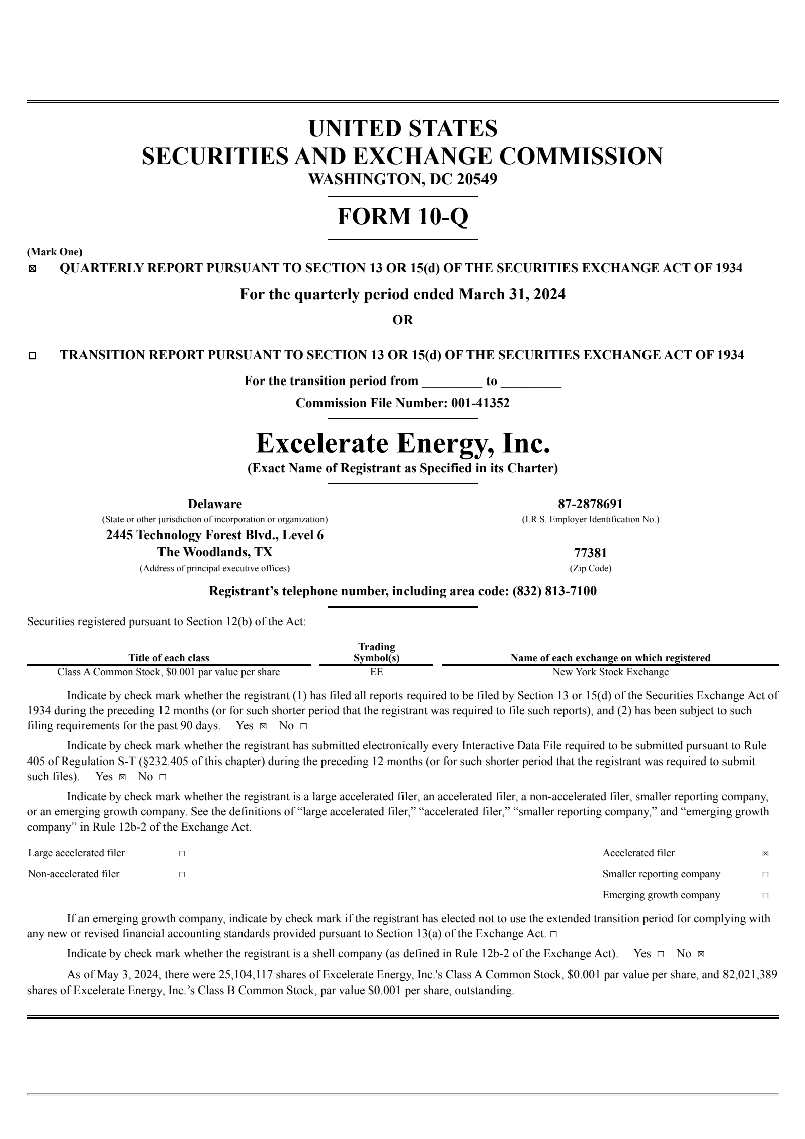 Excelerate Energy's Q1 2024 Quarterly report