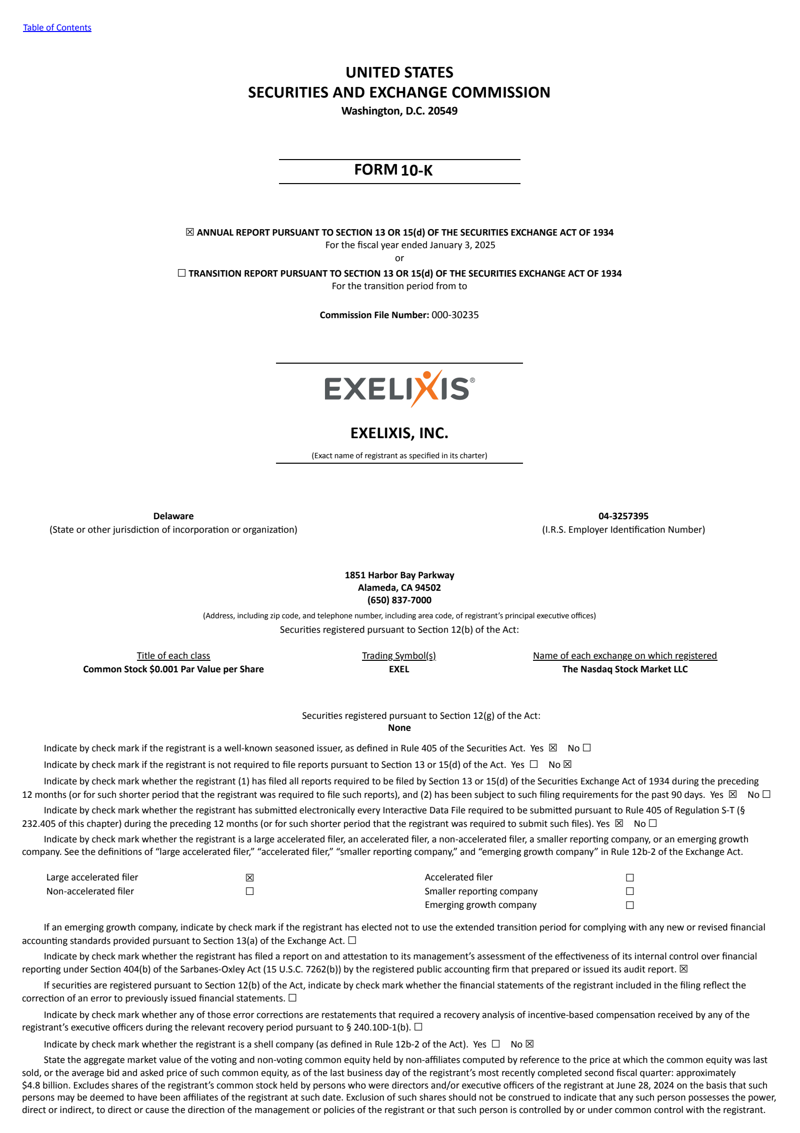 Exelixis' Q4 2024 Annual Report