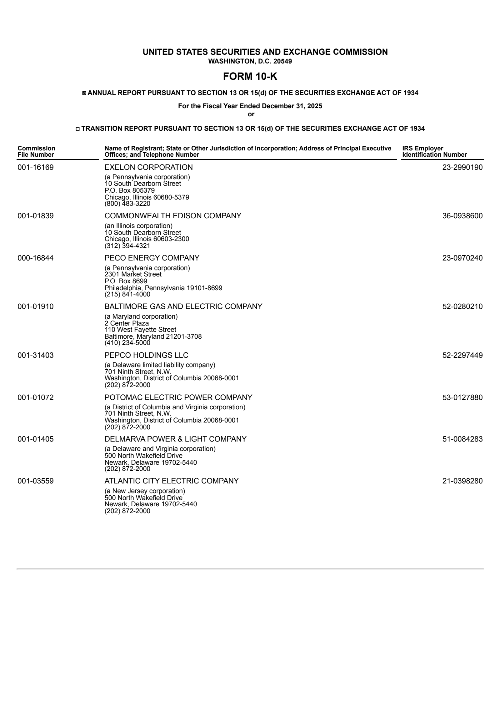Exelon's Q4 2025 Annual report