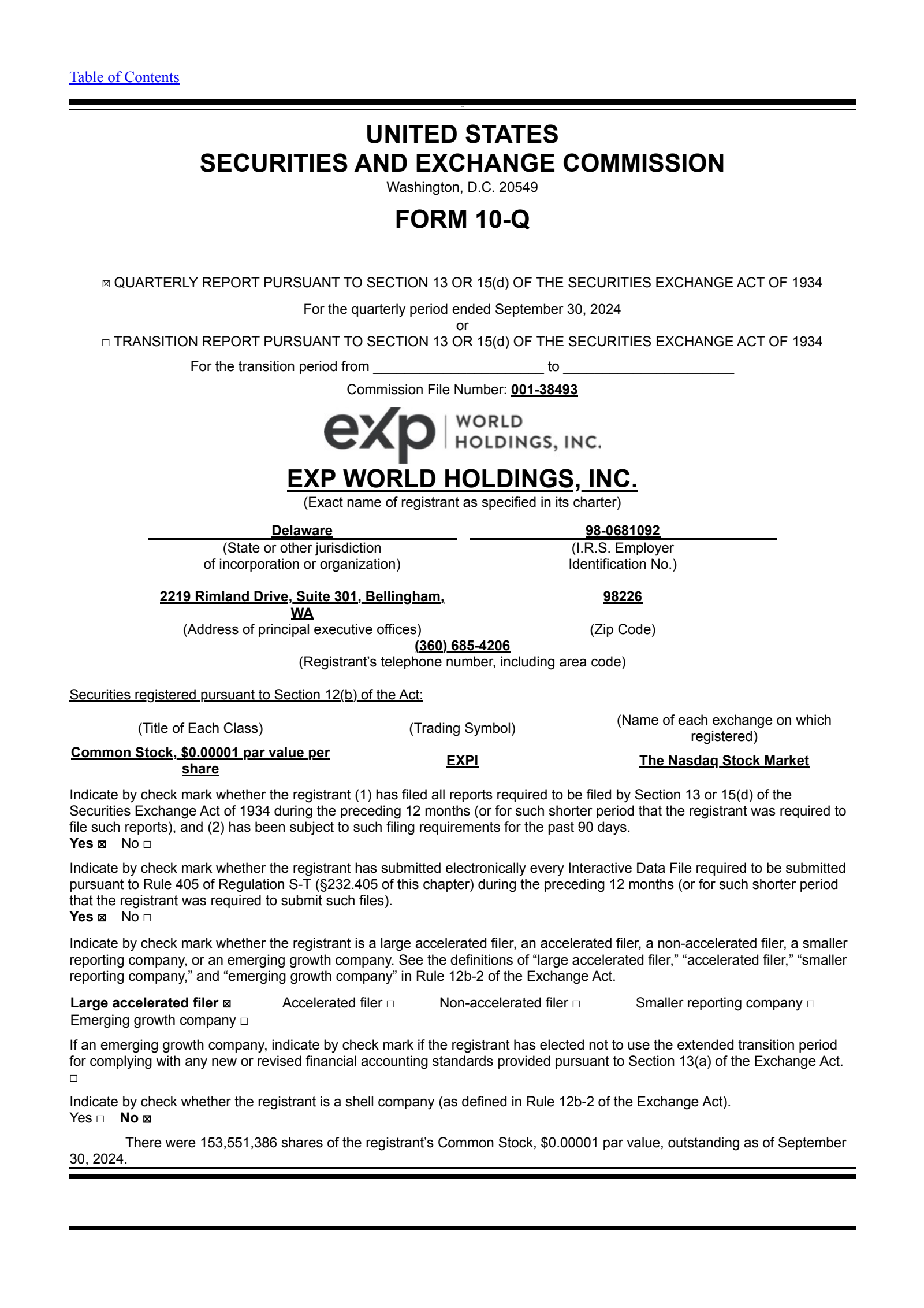 Exp World's Q3 2024 Quarterly report