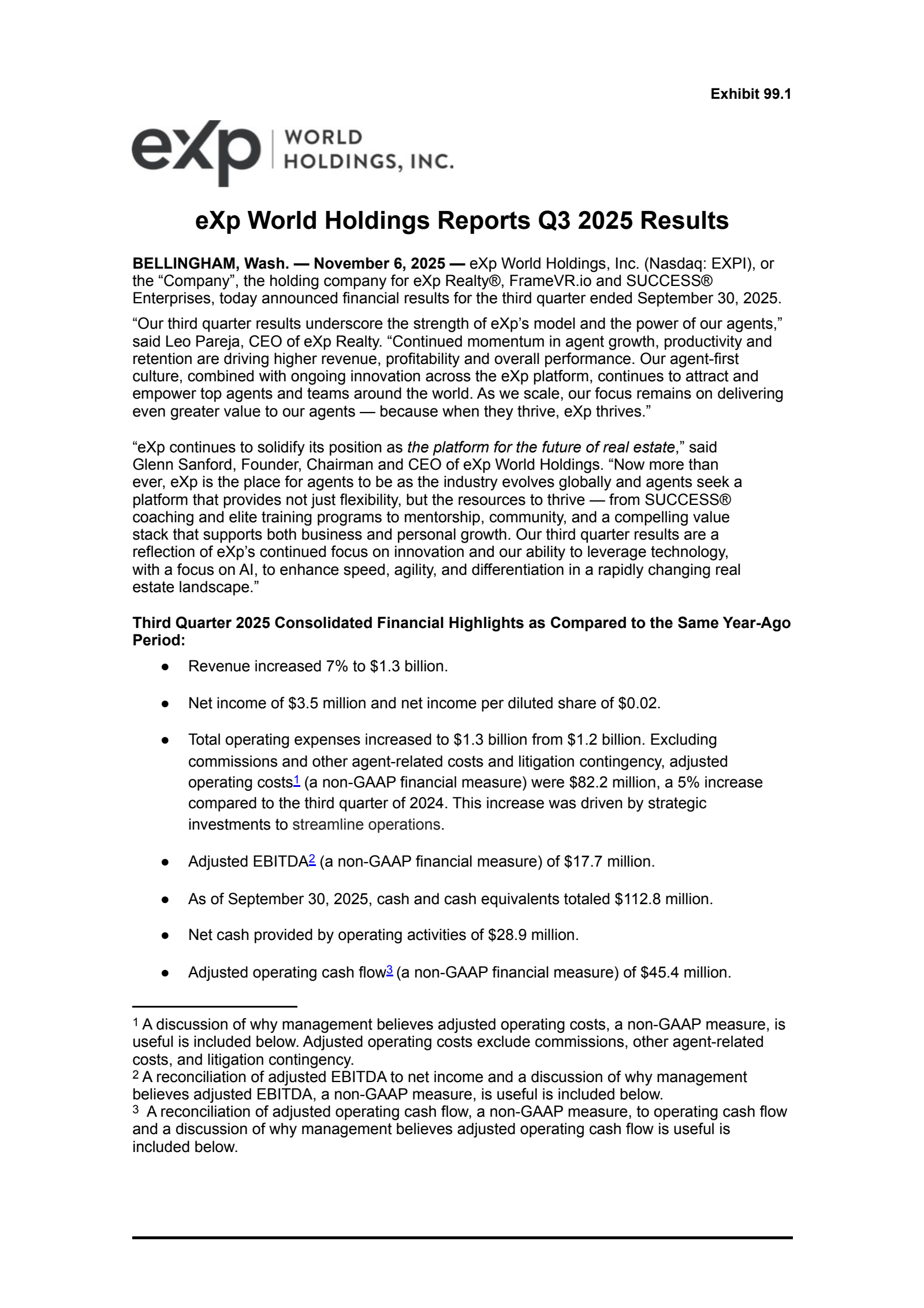 Exp World's Q3 2025 Earnings Release