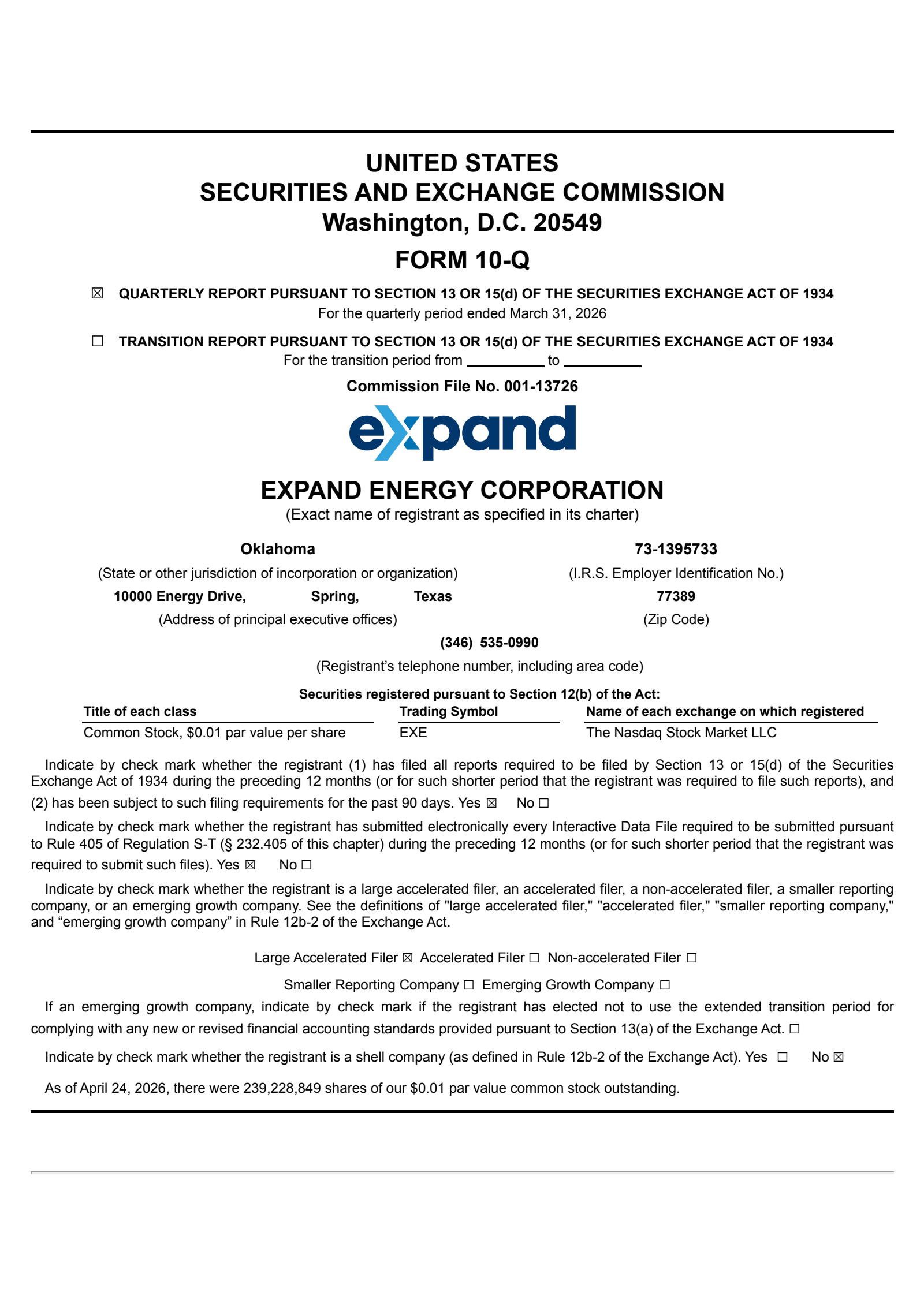 Expand Energy's Q1 2026 Quarterly report