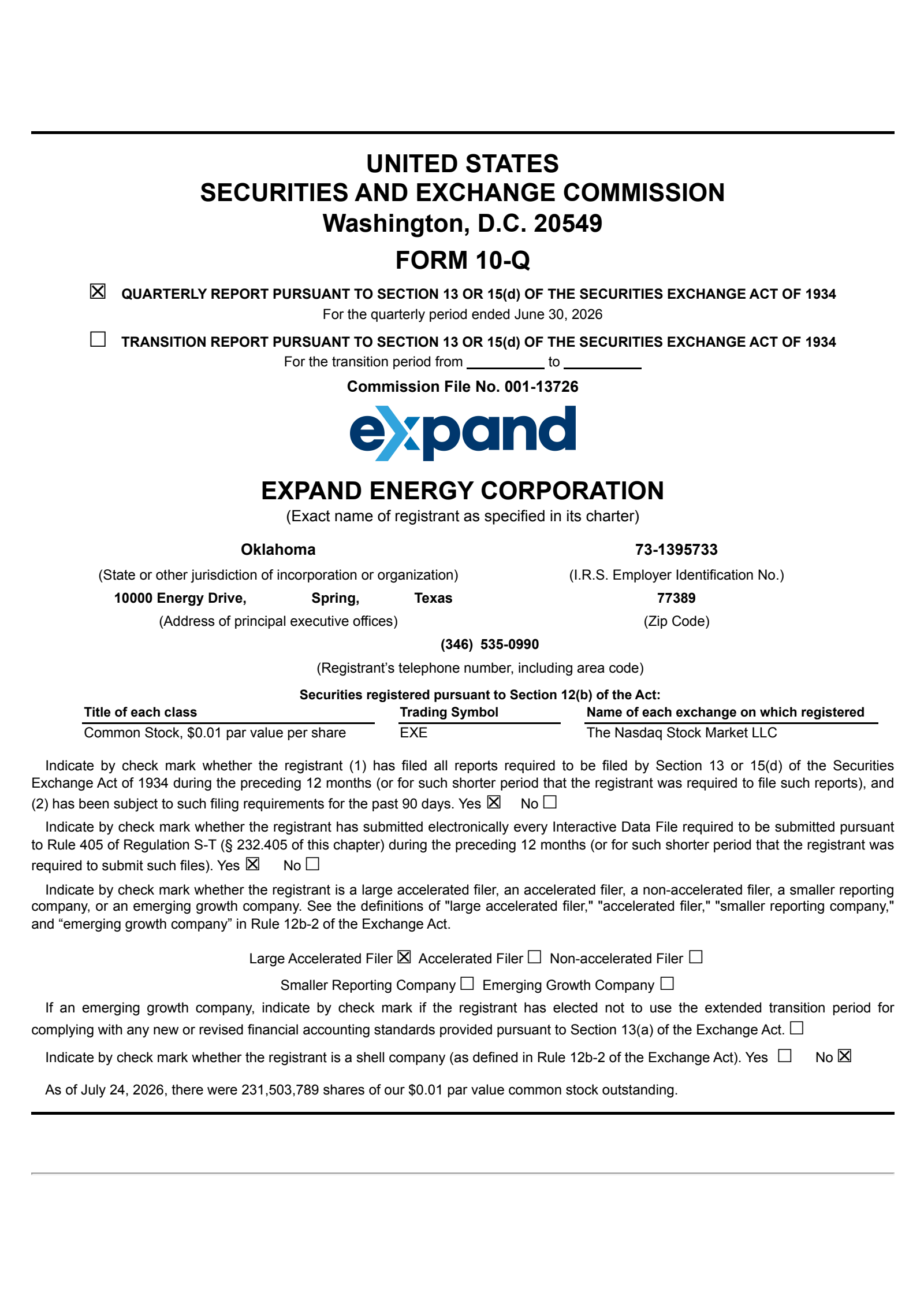 Expand Energy's Q2 2026 Quarterly report