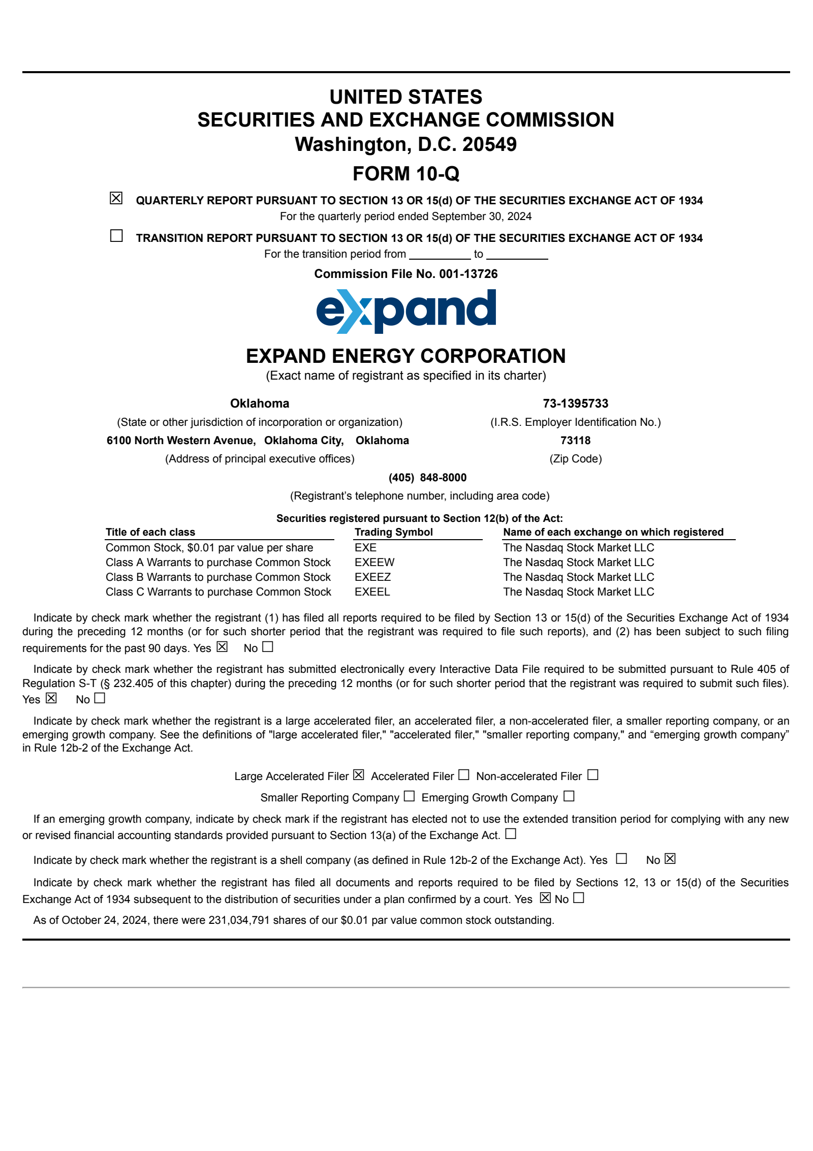 Expand Energy's Q3 2024 Quarterly Report