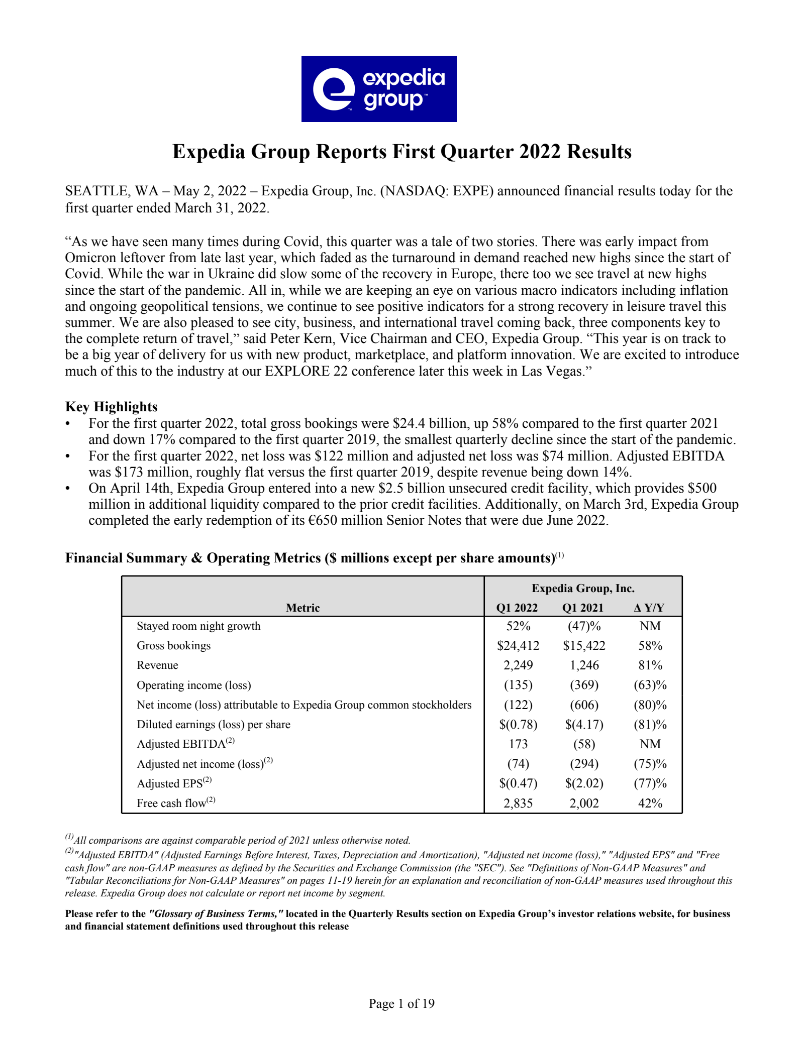 Expedia Group's Q1 2022 Earnings Release