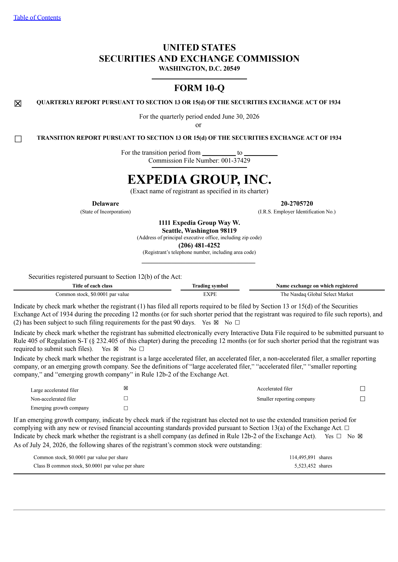 Expedia Group's Q2 2026 Quarterly report