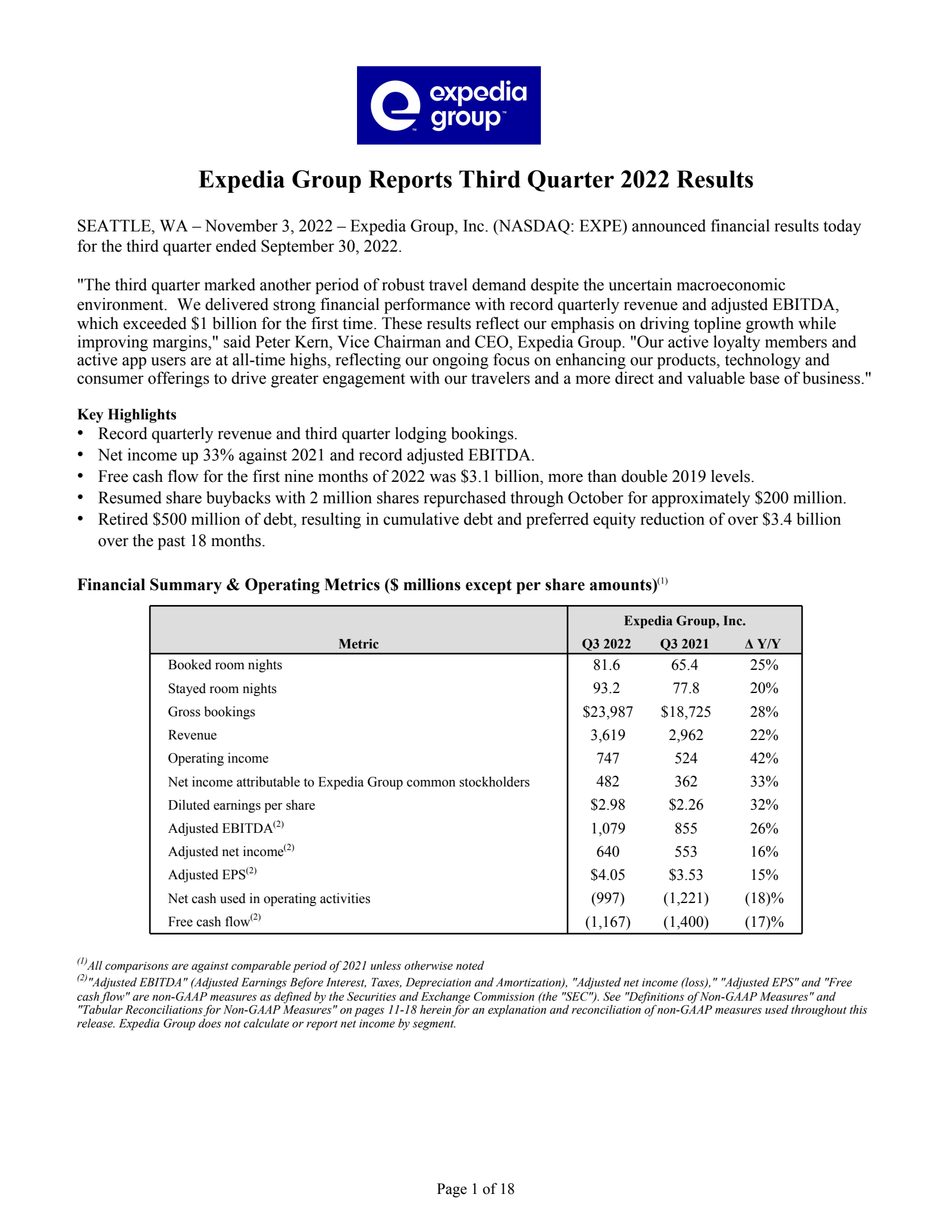 Expedia Group's Q3 2022 Earnings Release