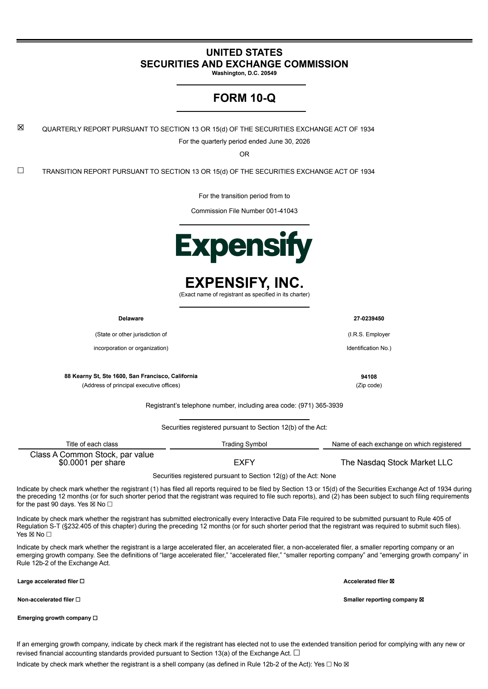 Expensify's Q2 2026 Quarterly report