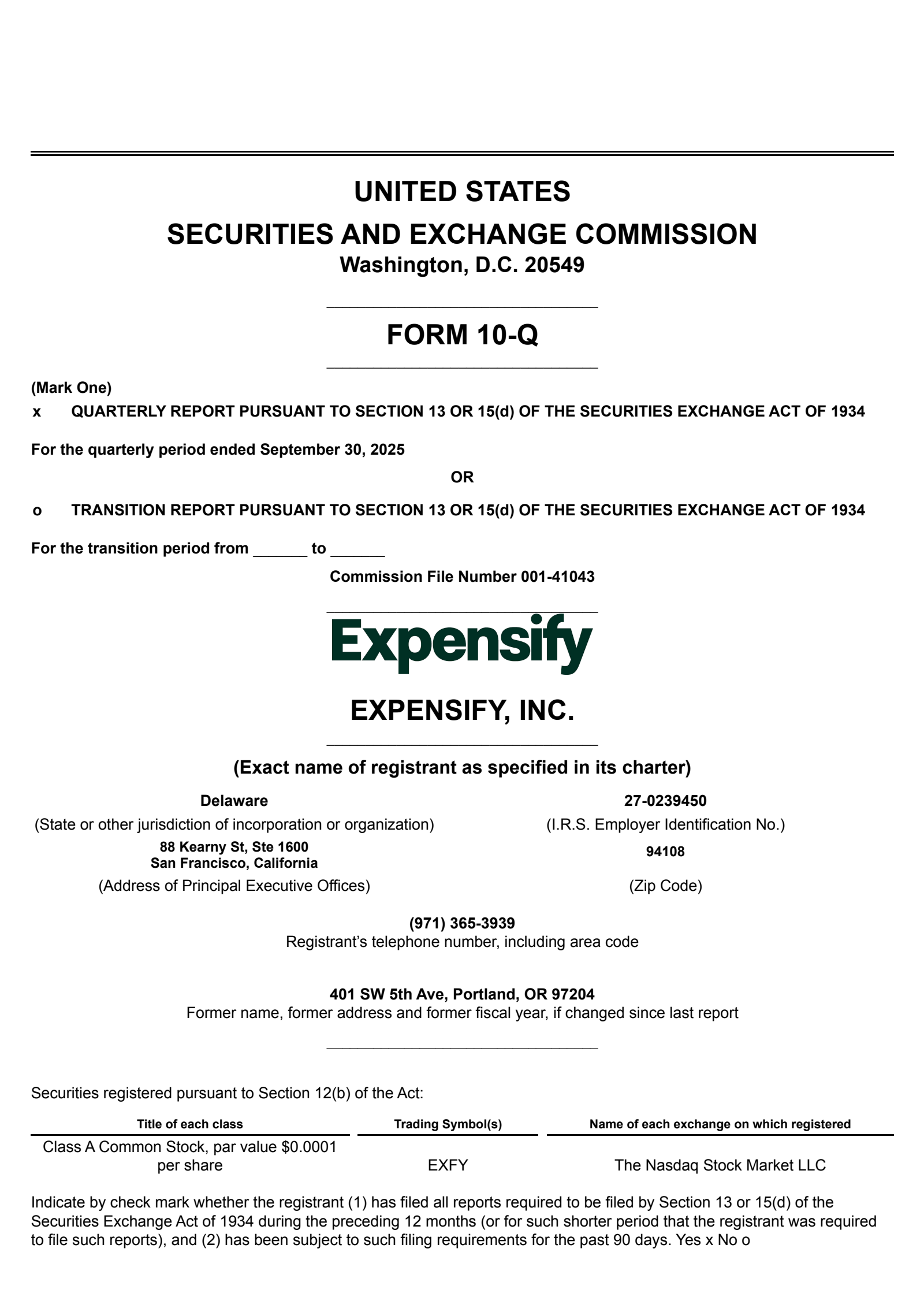 Expensify's Q3 2025 Quarterly Report