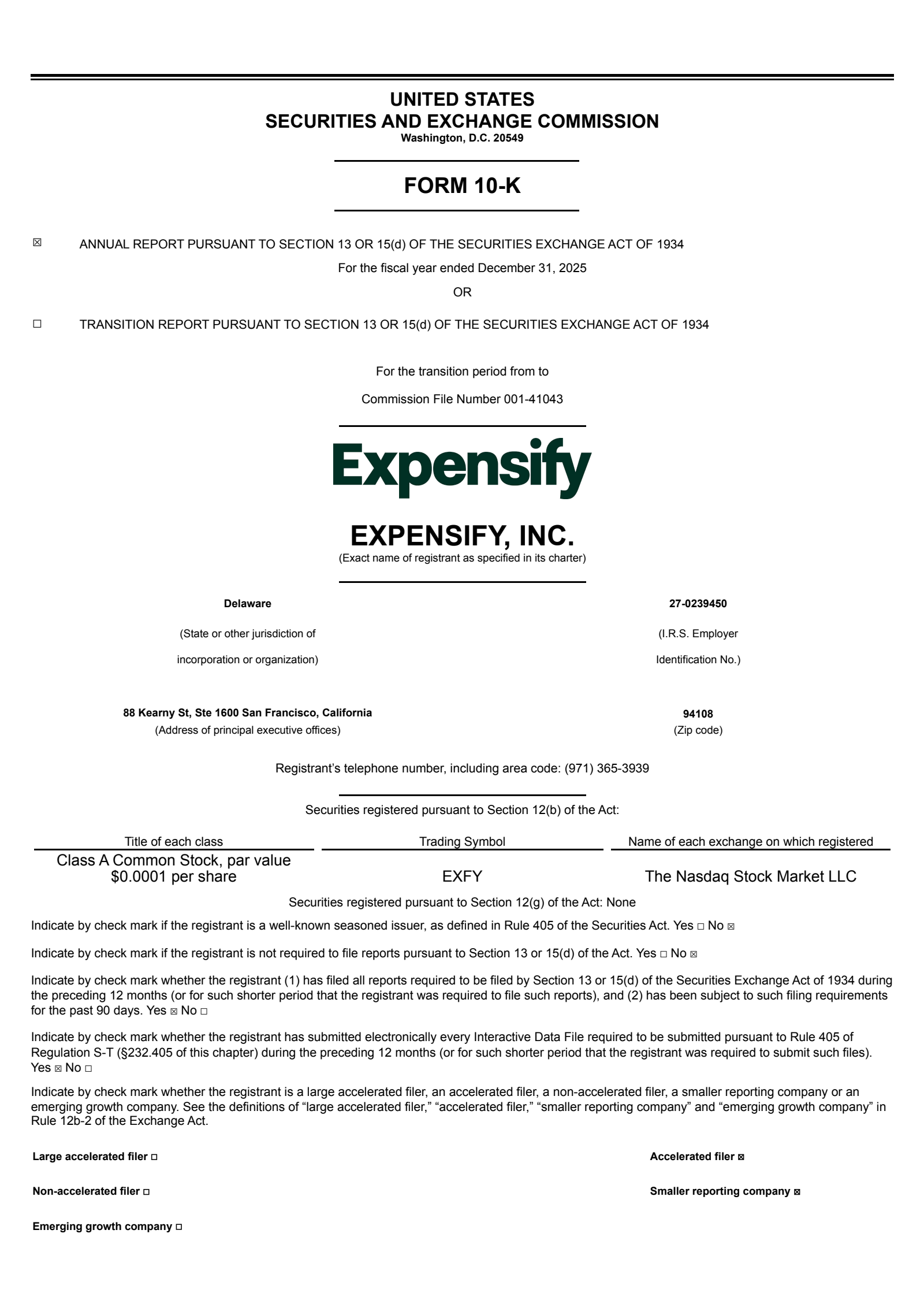 Expensify's Q4 2025 Annual report