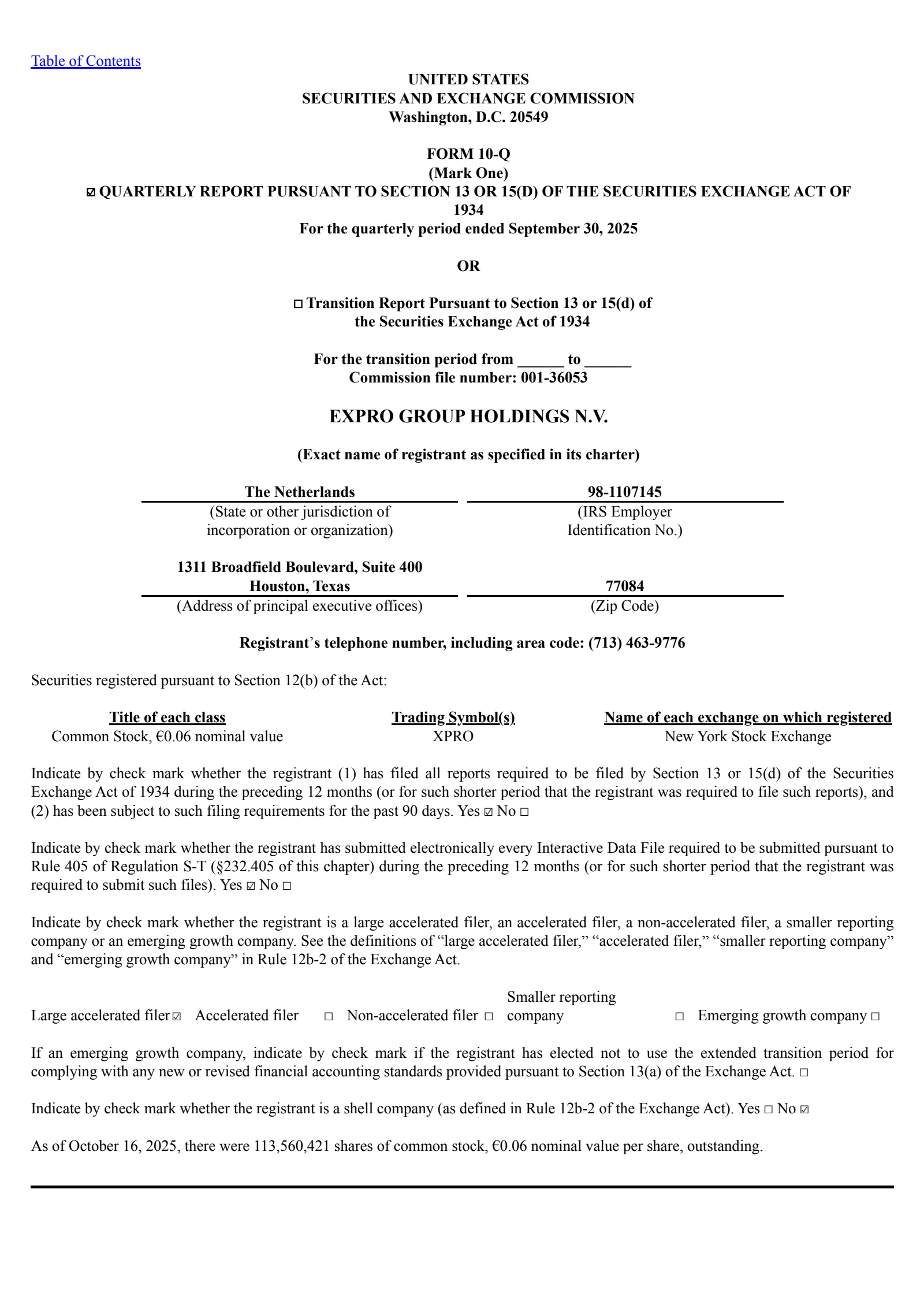 Expro Group's Q3 2025 Quarterly Report