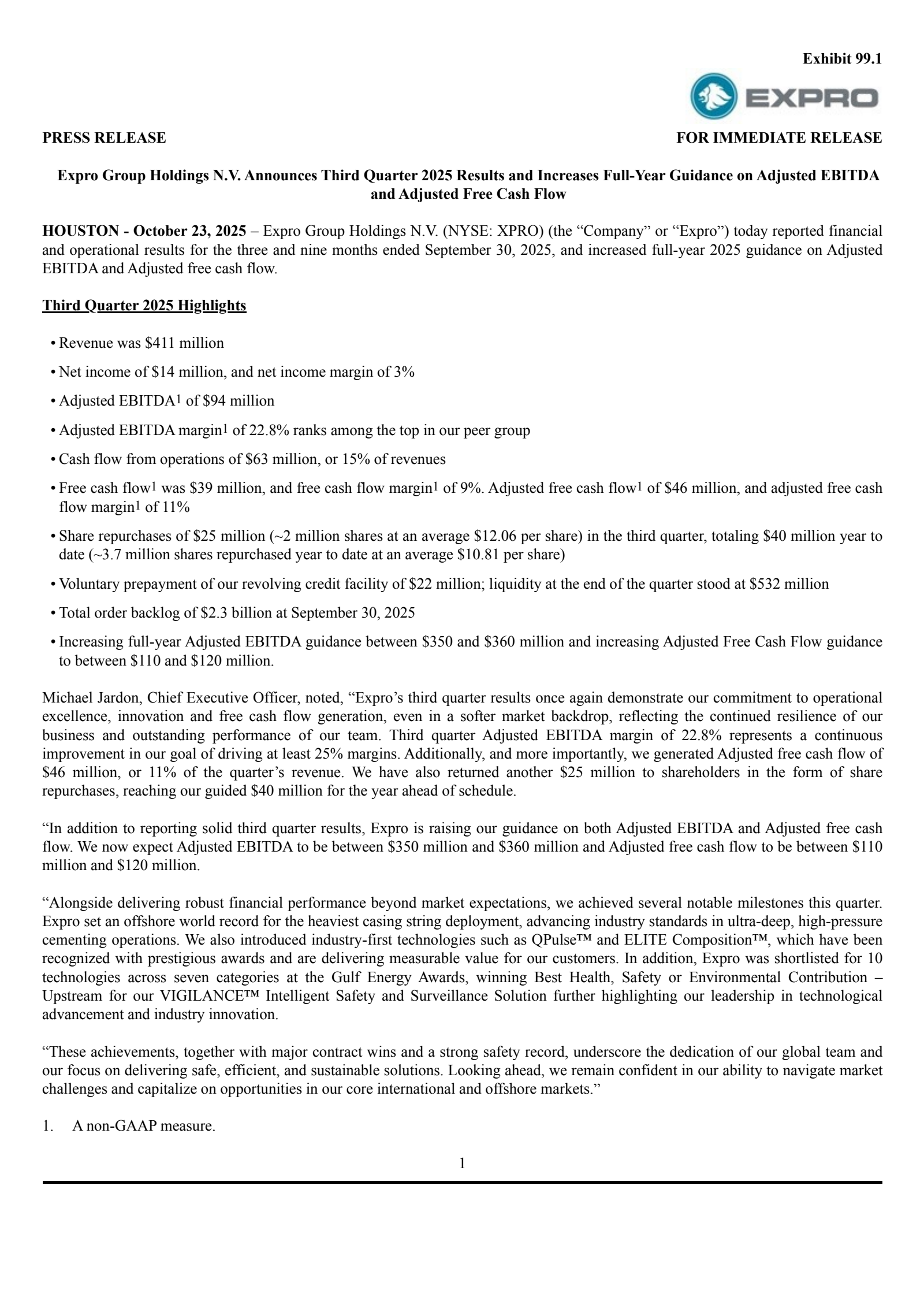 Expro Group's Q3 2025 Earnings Release