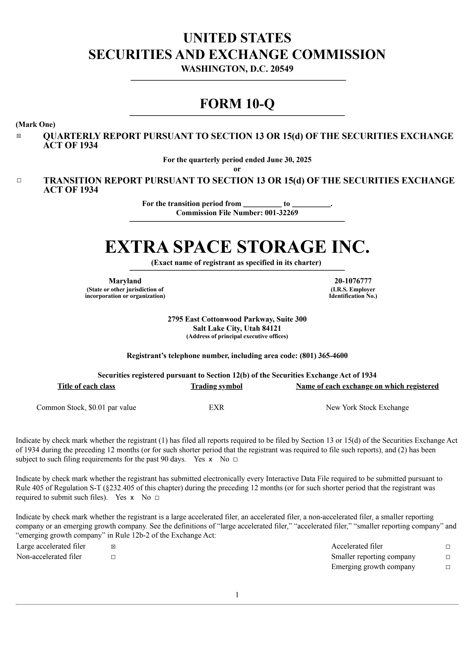 Extra Space Storage's Q2 2025 Quarterly report