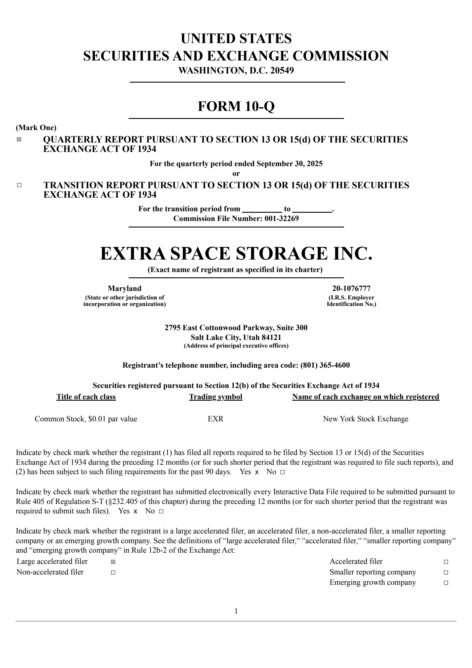 Extra Space Storage's Q3 2025 Quarterly Report
