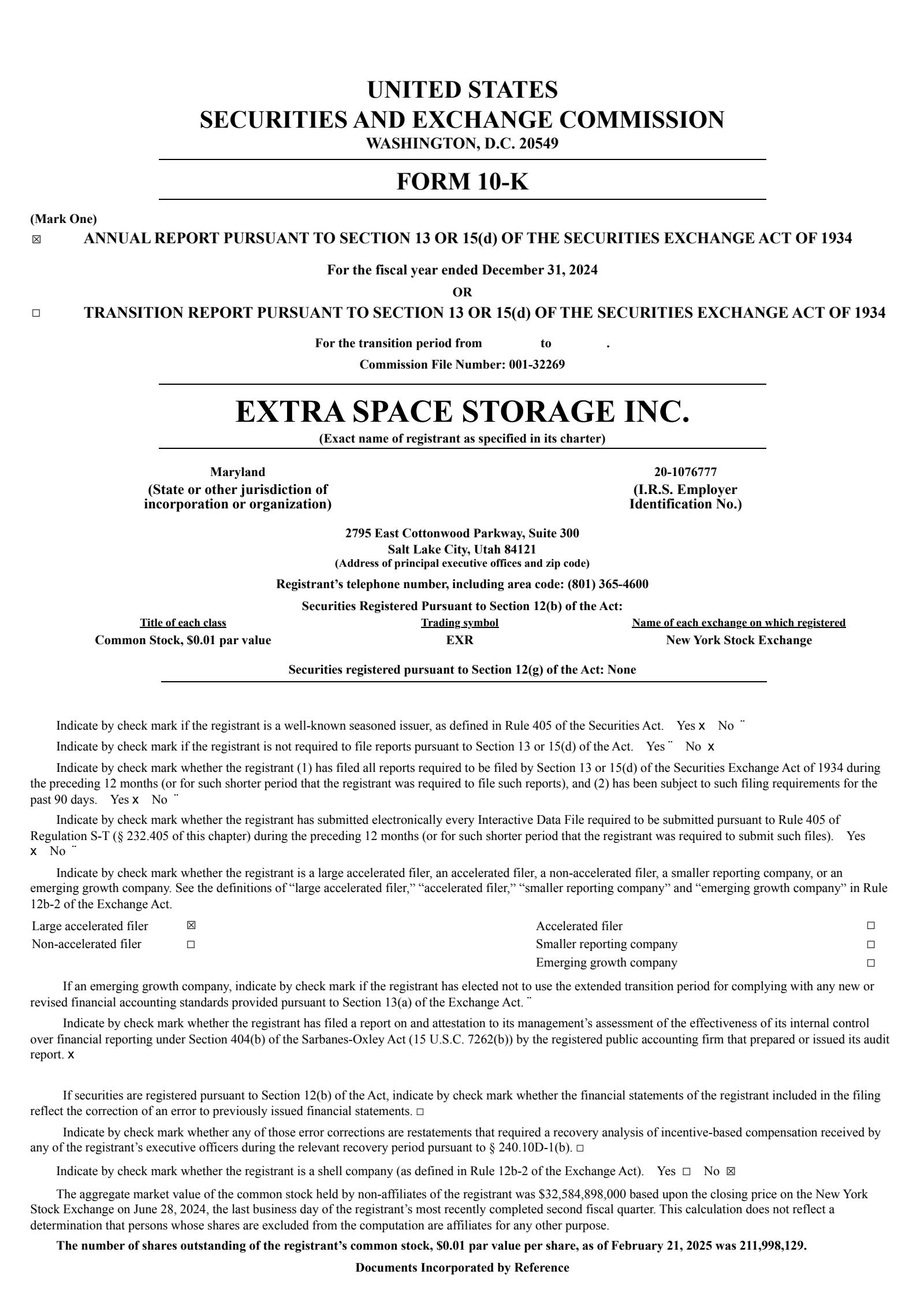 Extra Space Storage's Q4 2024 Annual report