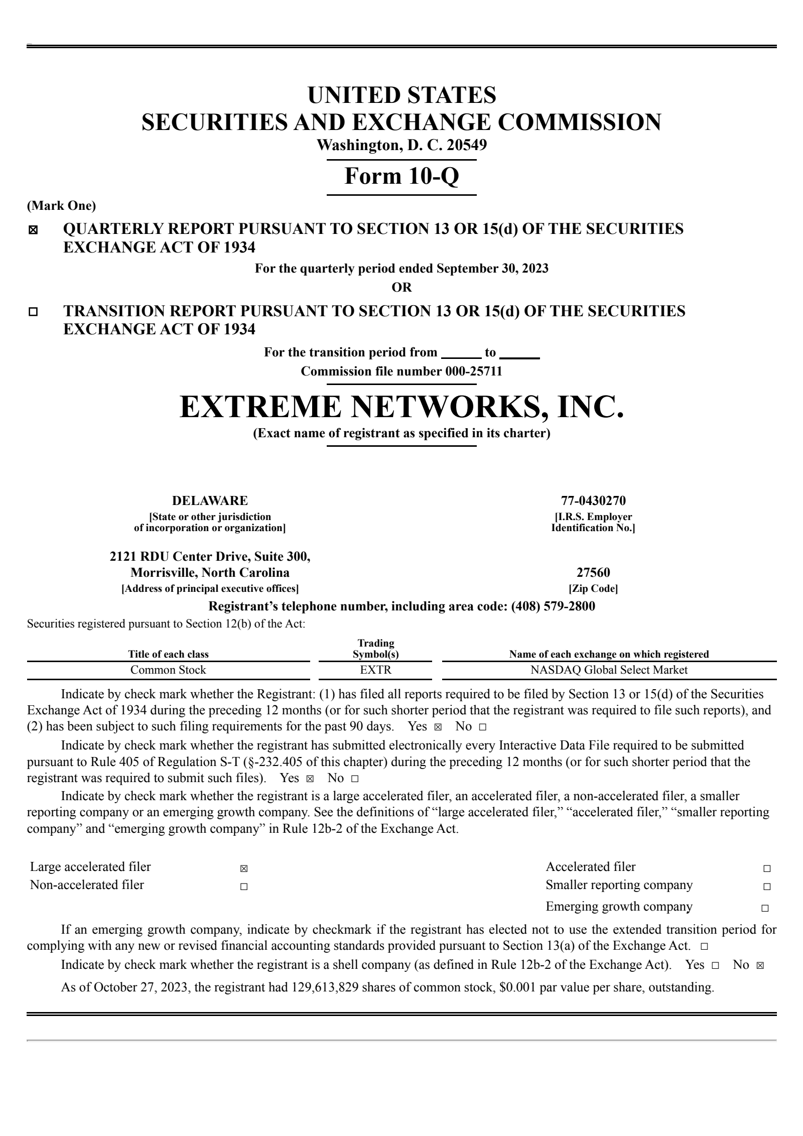 Extreme Networks' Q1 2024 Quarterly report