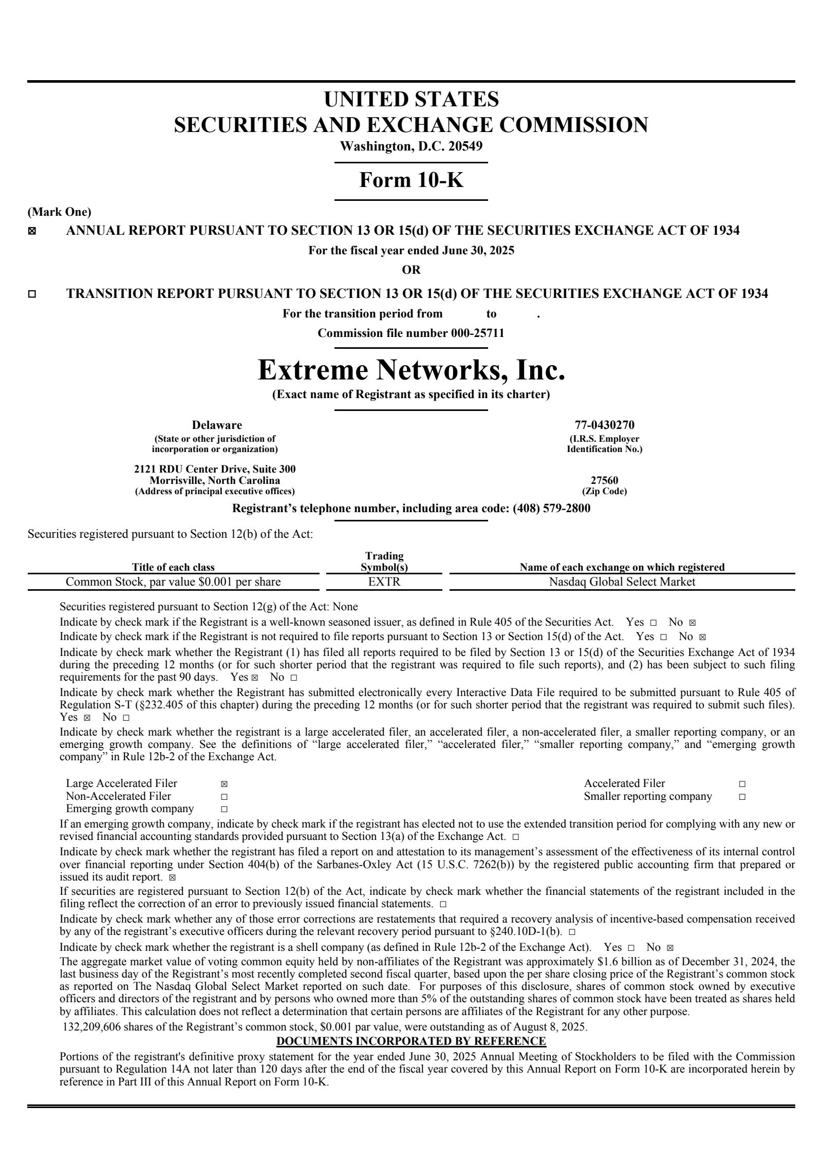 Extreme Networks' Q4 2025 Annual report