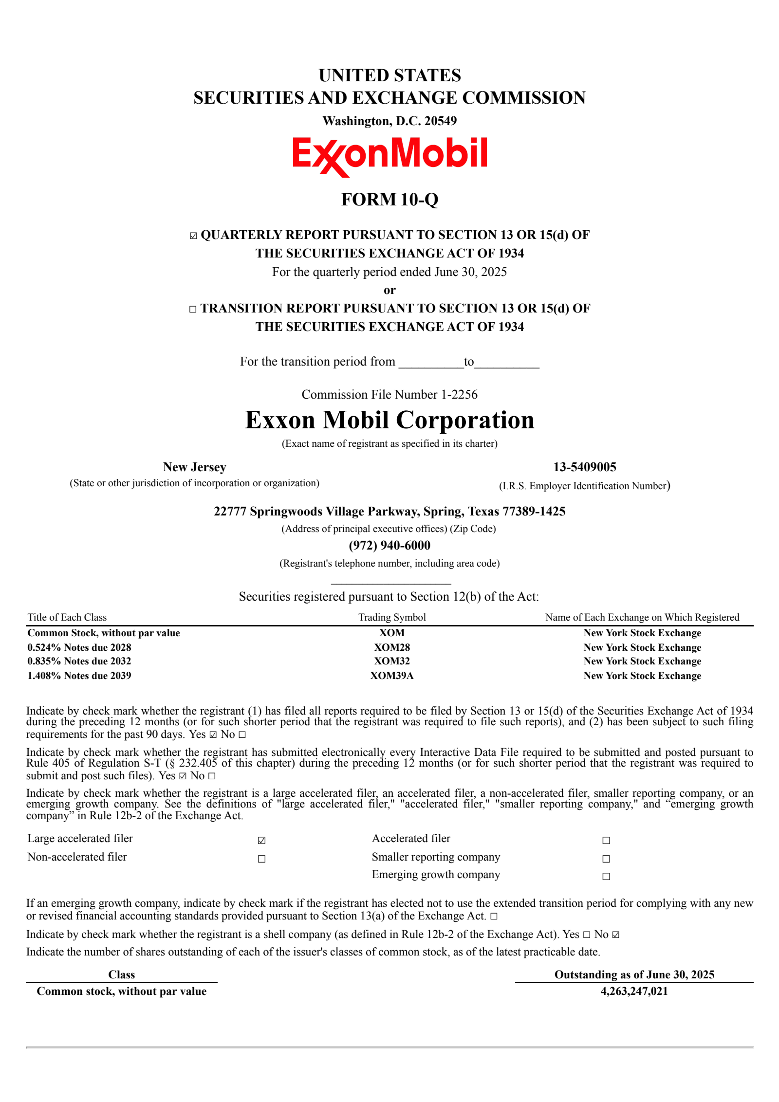 Exxon Mobil's Q2 2025 Quarterly report
