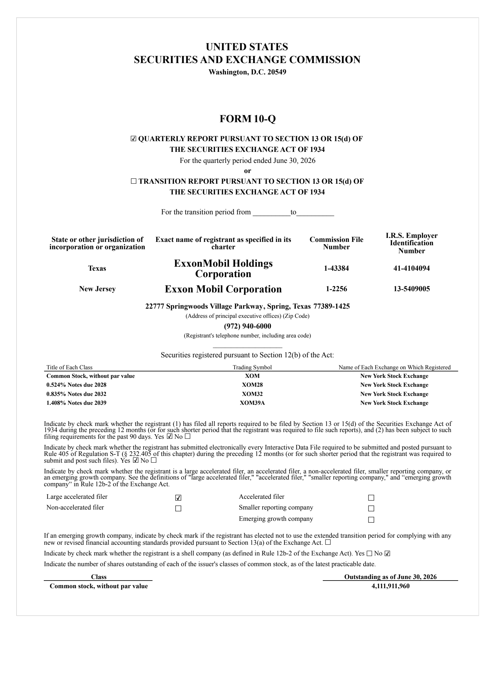 ExxonMobil's Q2 2026 Quarterly report