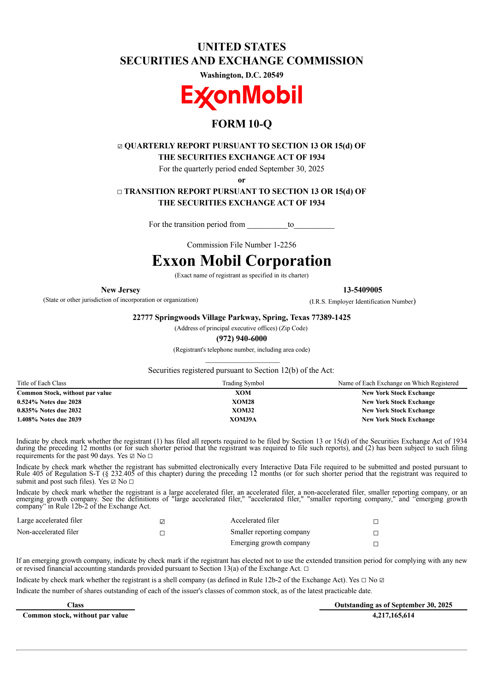 ExxonMobil's Q3 2025 Quarterly Report