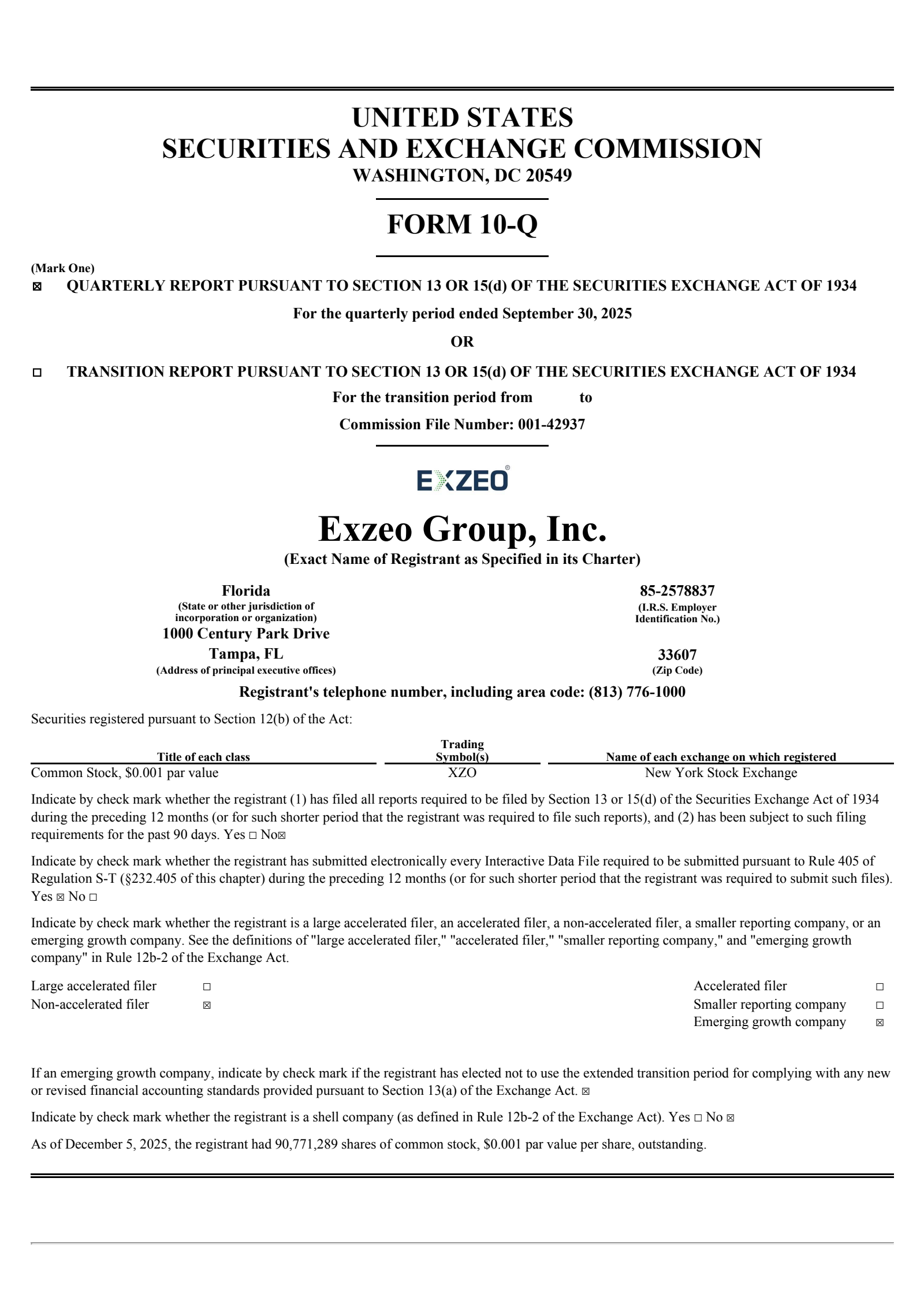 Exzeo Group's Q3 2025 Quarterly Report
