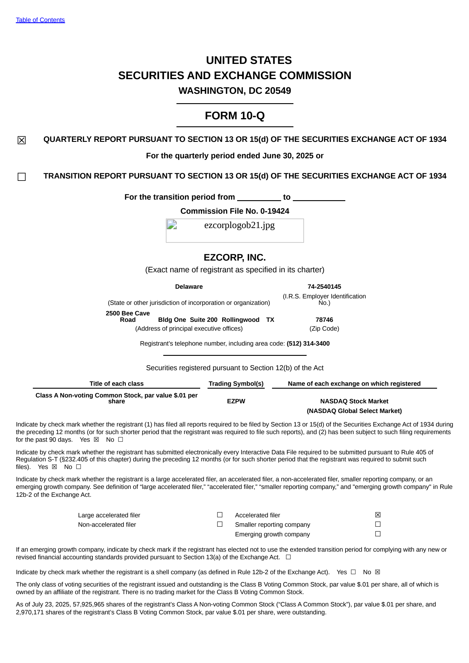 EZCORP's Q3 2025 Quarterly report