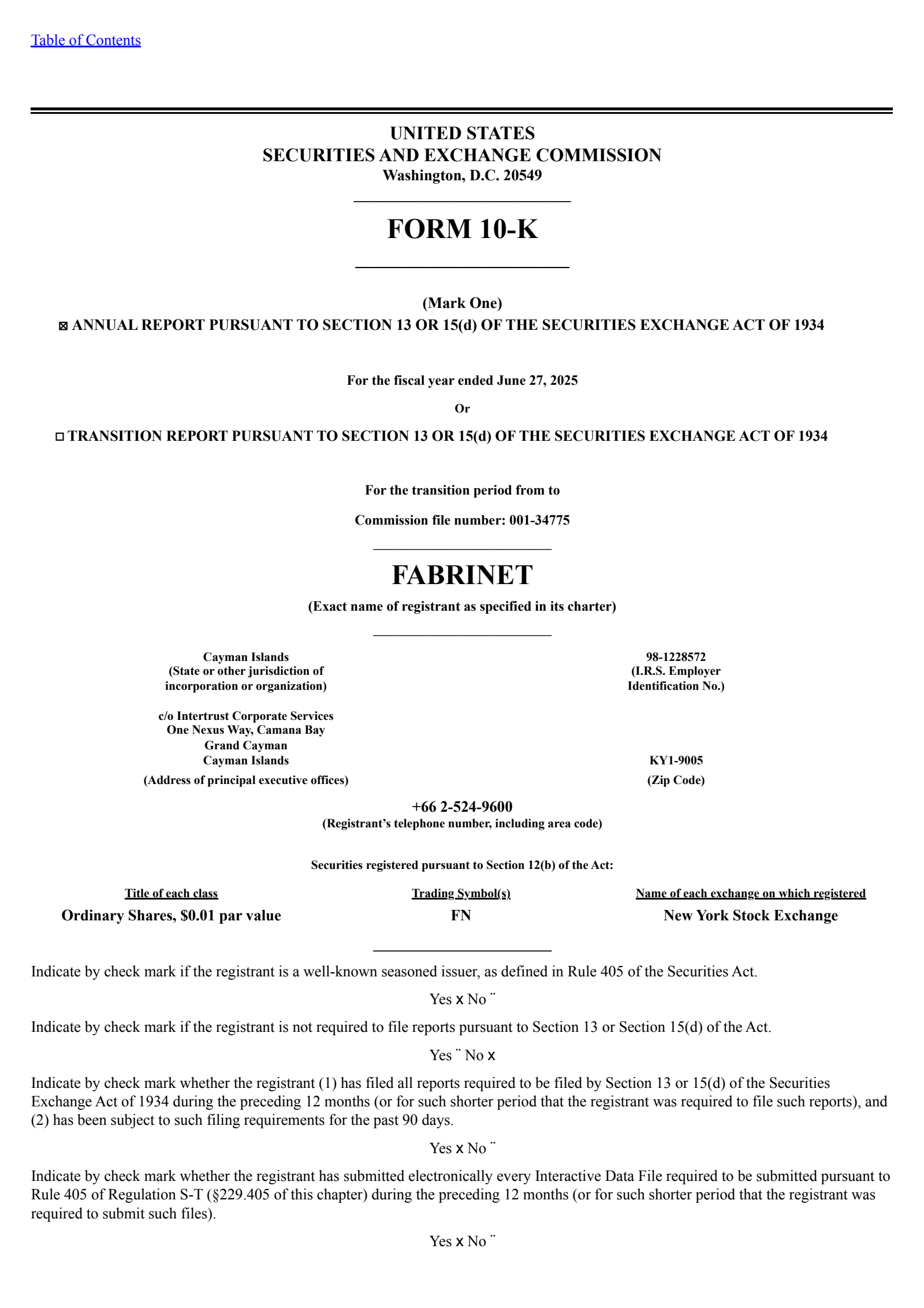 Fabrinet's Q4 2025 Annual report