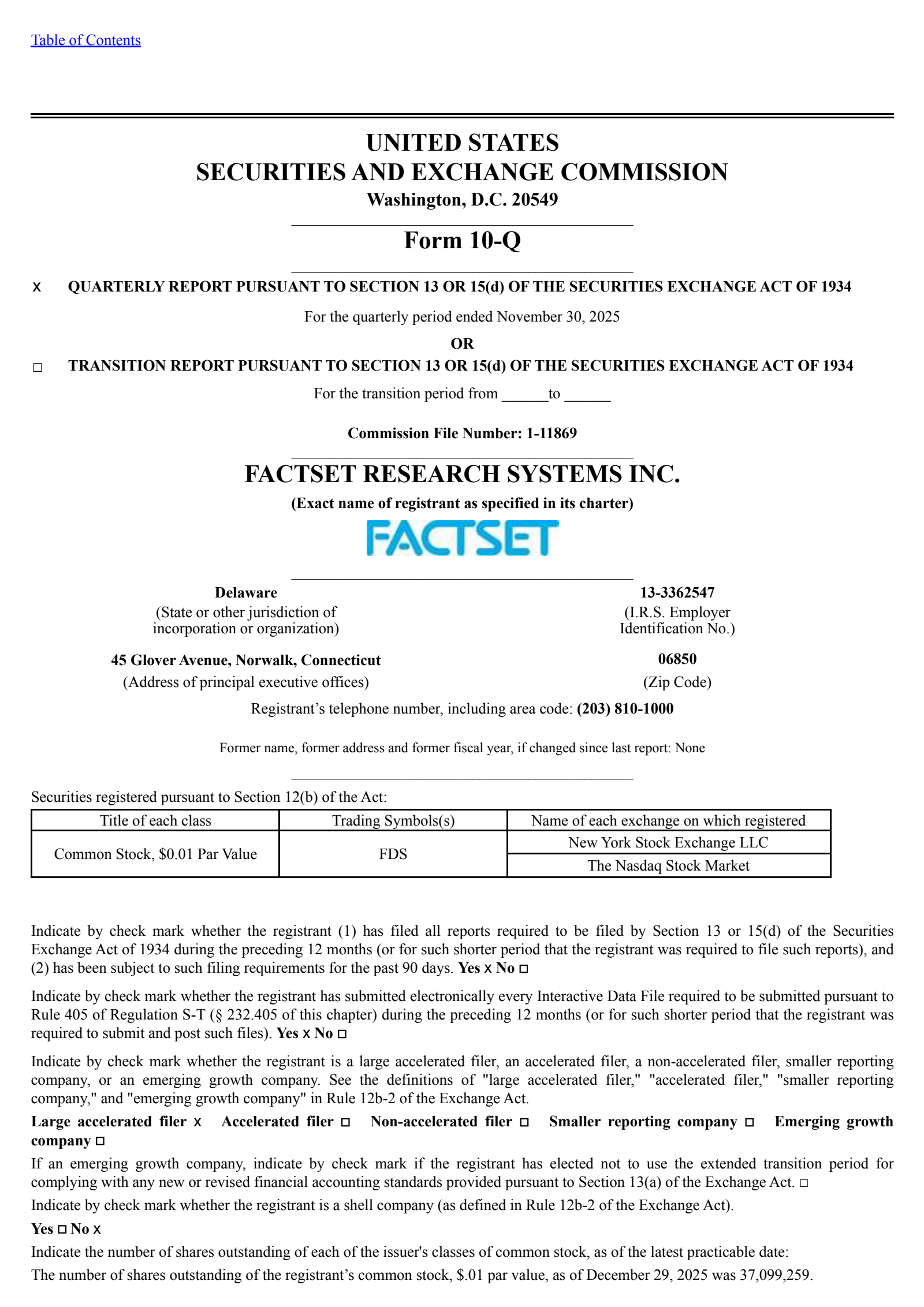 FactSet Research Systems' Q1 2026 Quarterly Report