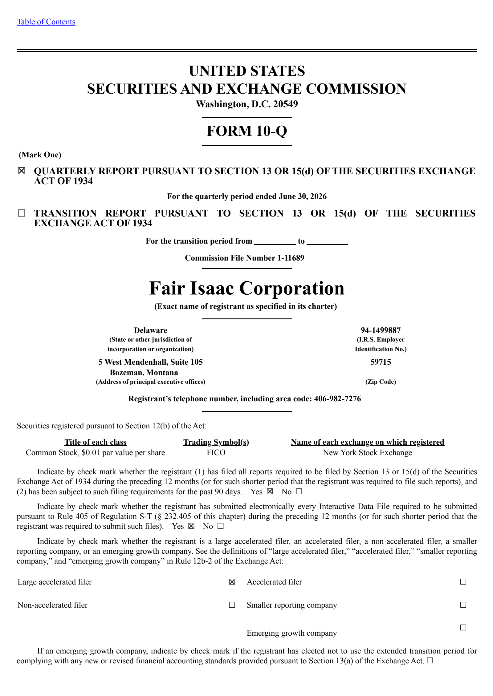 Fair Isaac's Q3 2026 Quarterly report