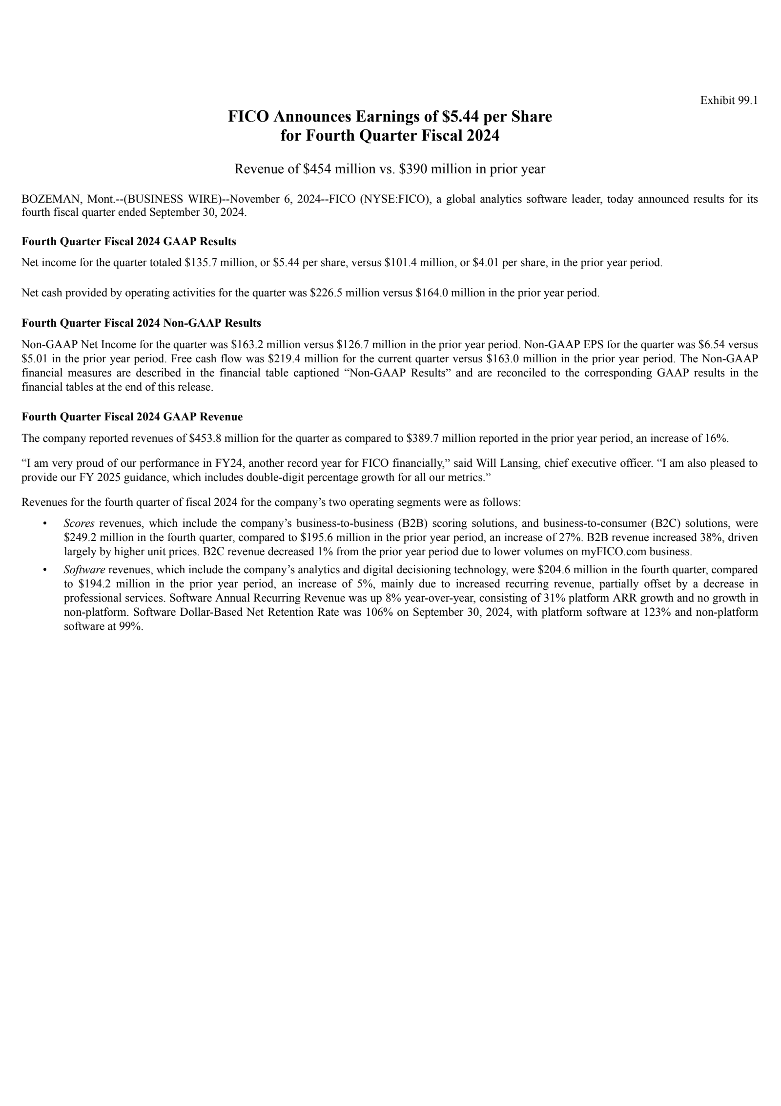 Fair Isaac's Q4 2024 Earnings Release