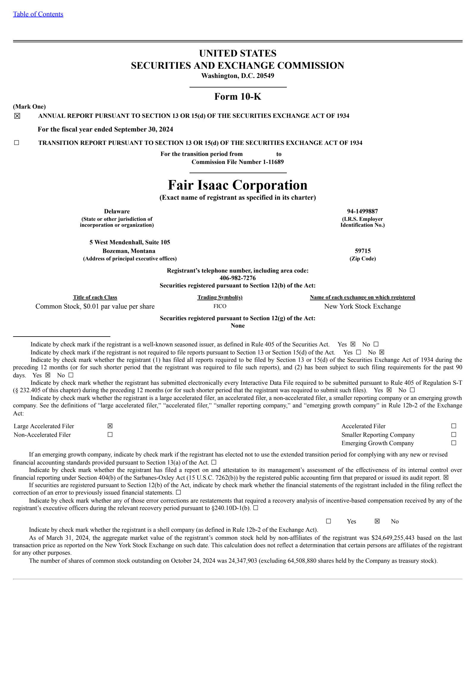 Fair Isaac's Q4 2024 Annual Report