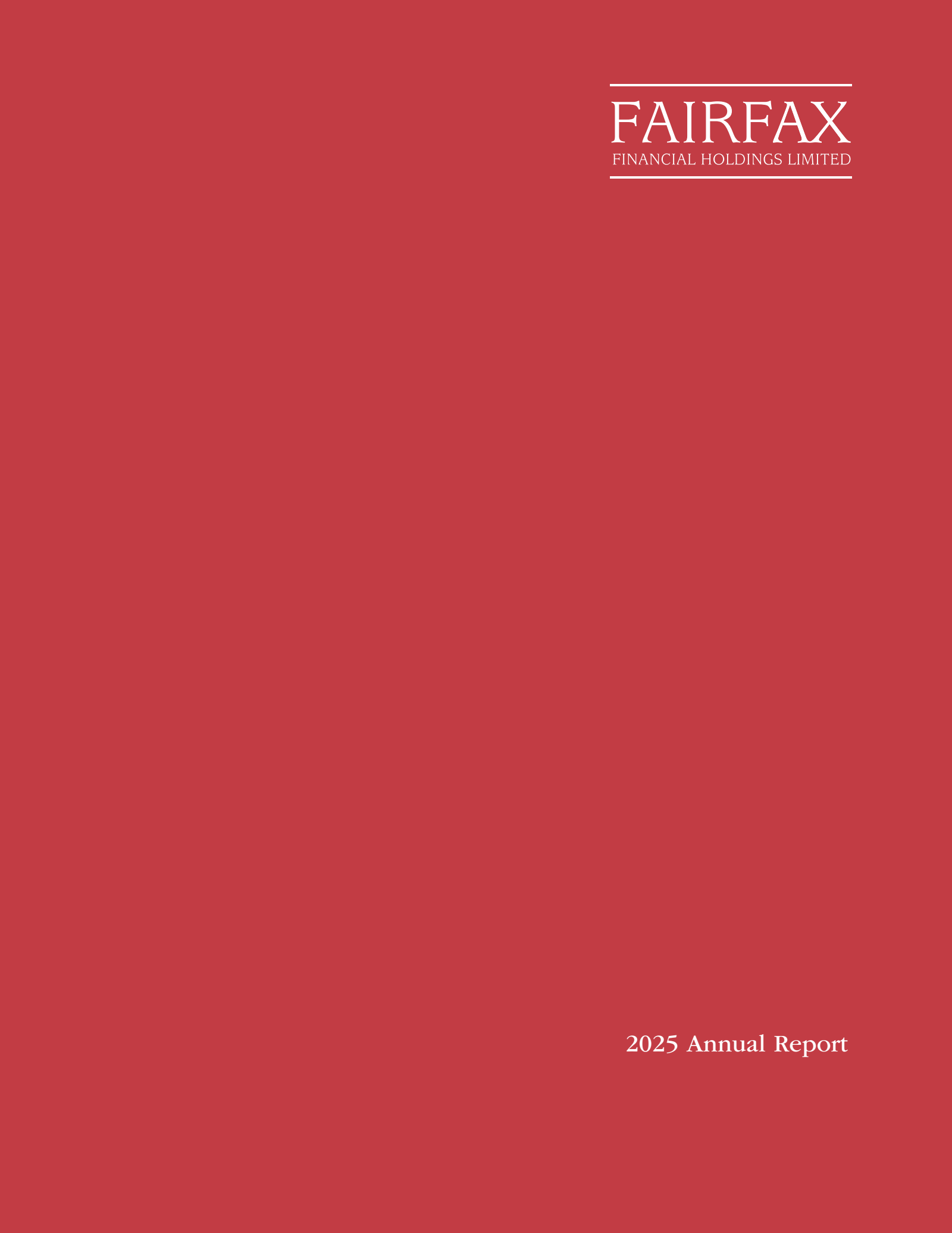 Fairfax Financial's Q4 2025 Annual report