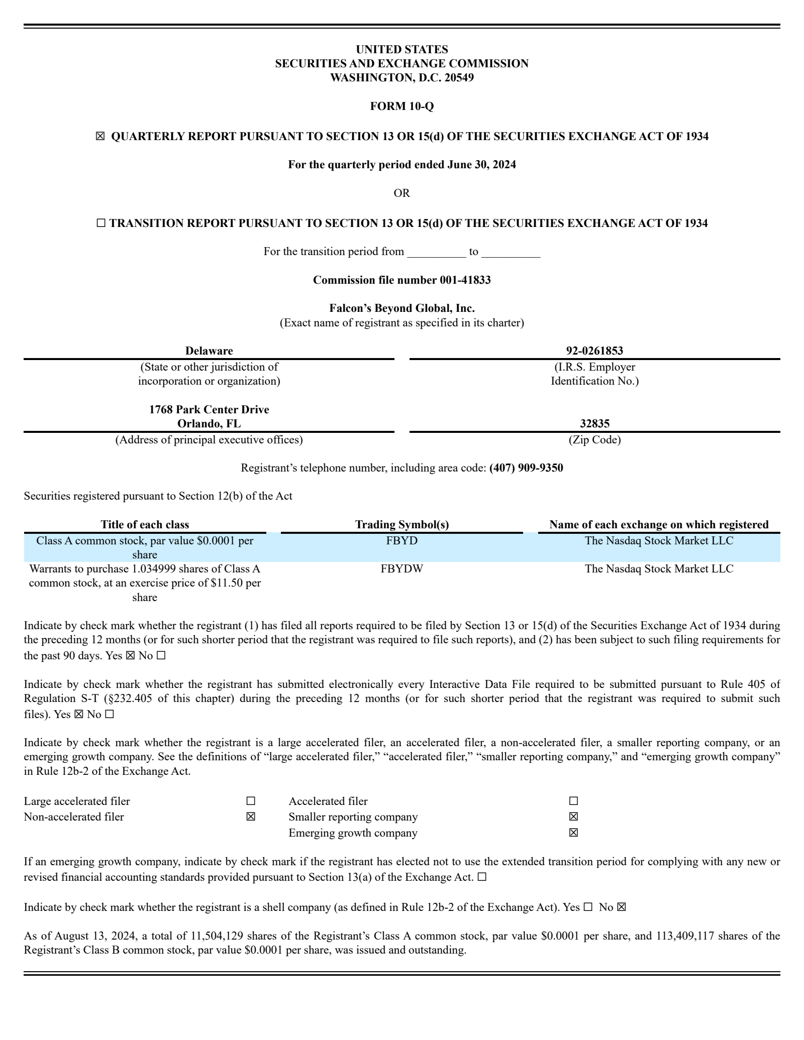 Falcon's Beyond Global's Q2 2024 Quarterly Report