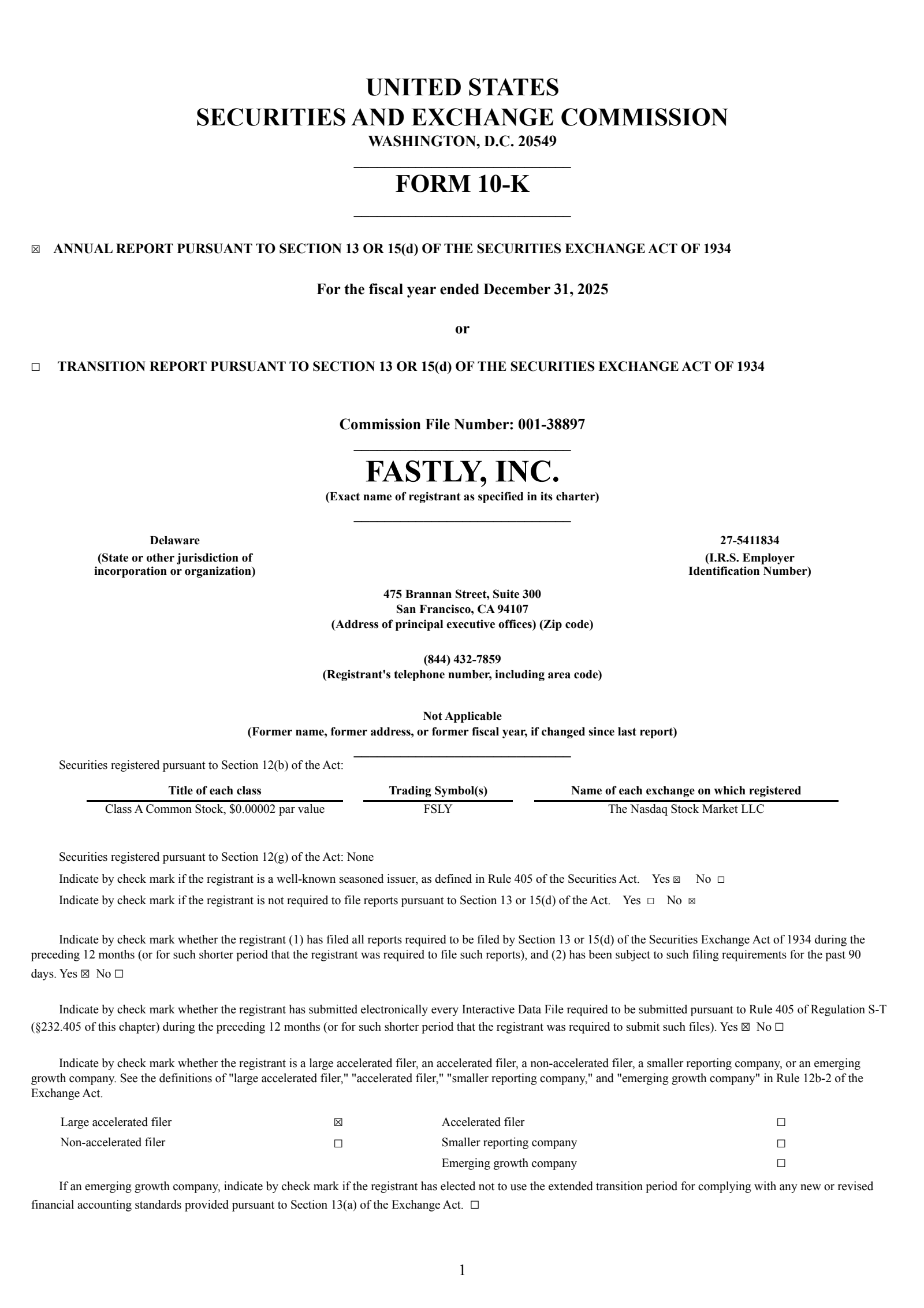 Fastly's Q4 2025 Annual report