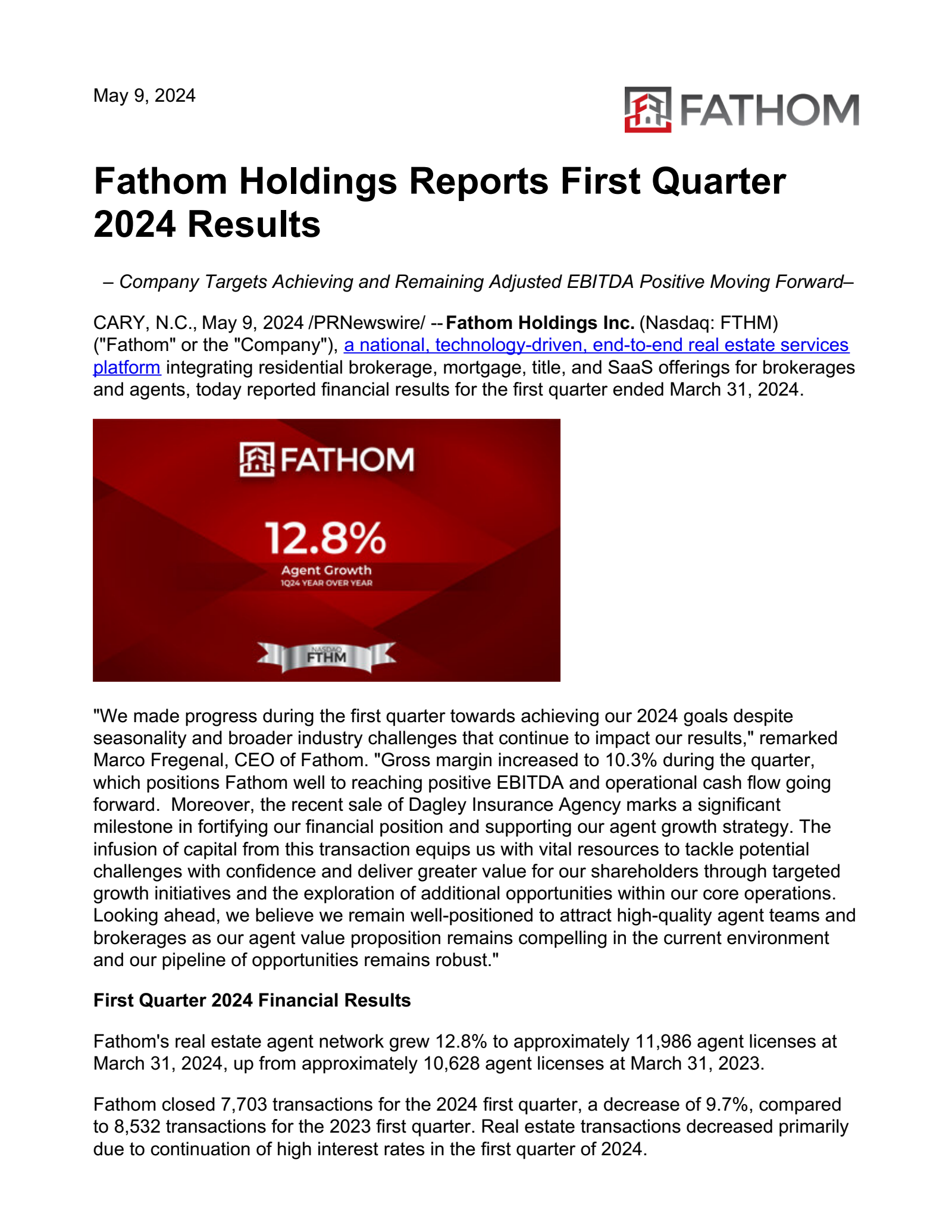 Fathom's Q1 2024 Press Release