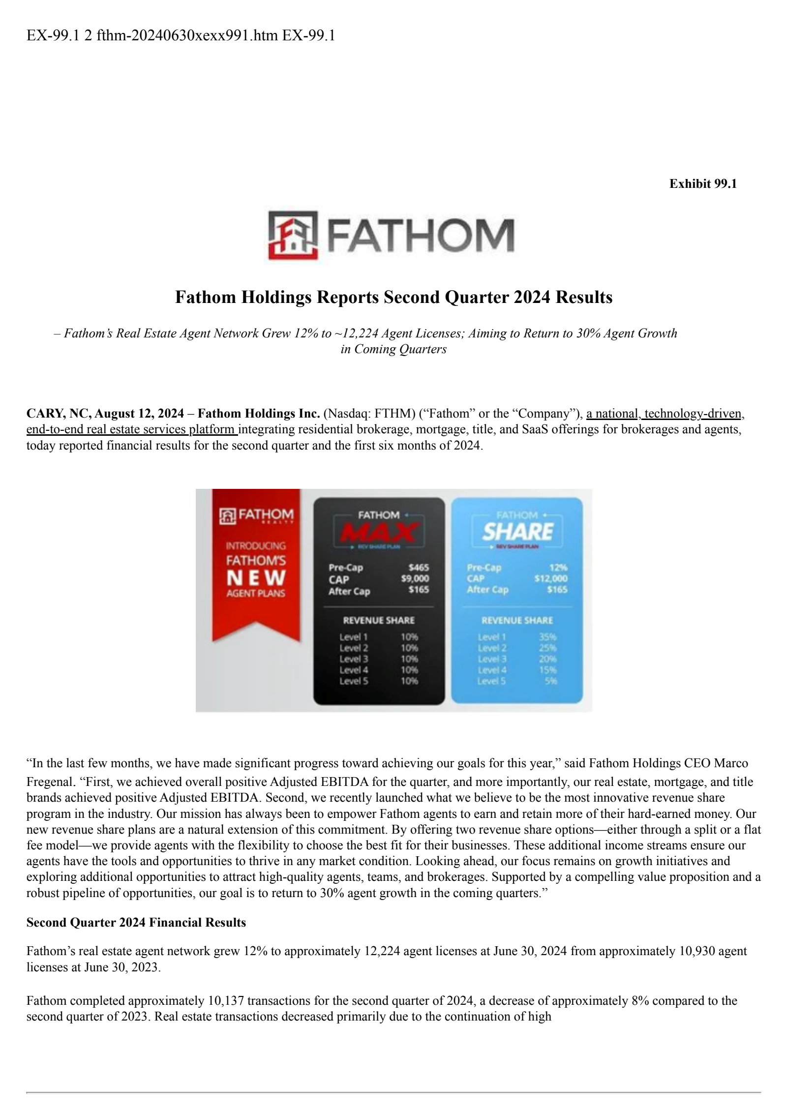 Fathom's Q2 2024 Press Release
