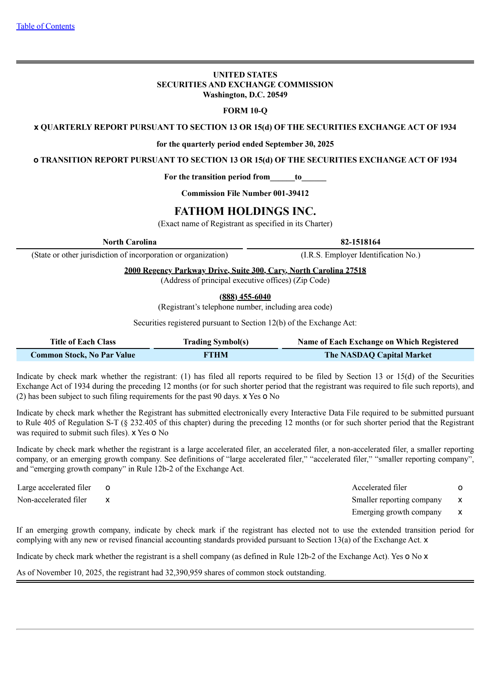Fathom's Q3 2025 Quarterly Report