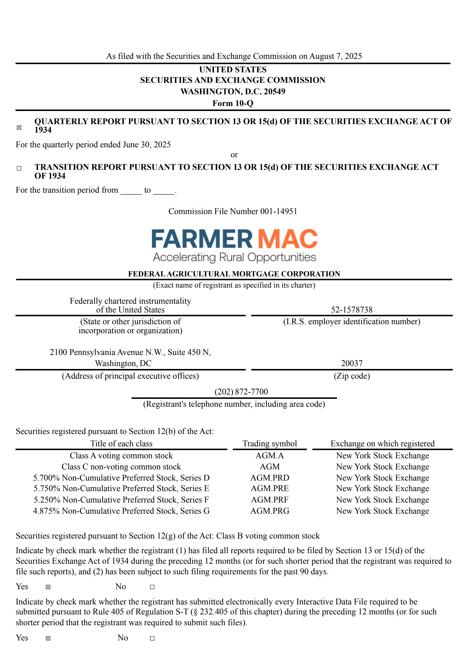 Federal Agricultural Mortgage's Q2 2025 Quarterly report
