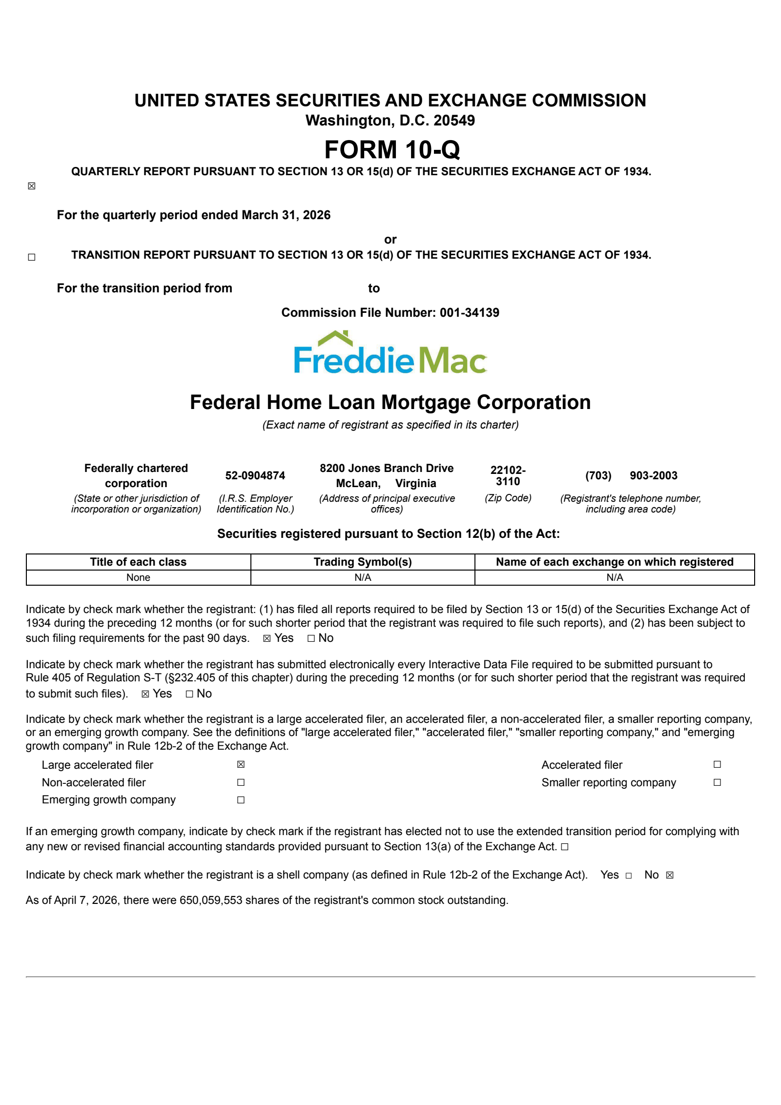 Freddie Mac's Q1 2026 Quarterly report