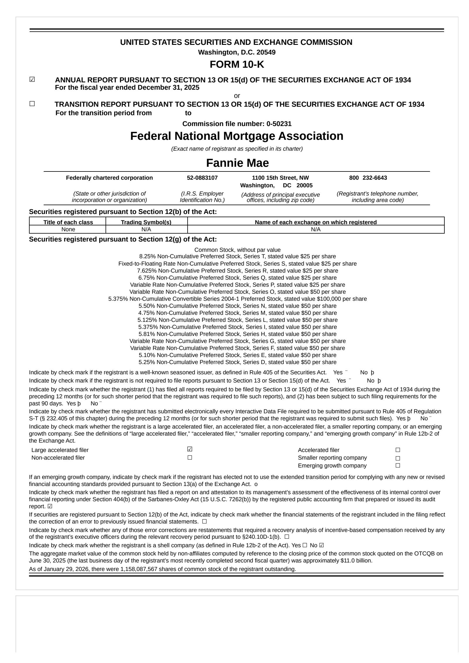 Fannie Mae's Q4 2025 Annual report