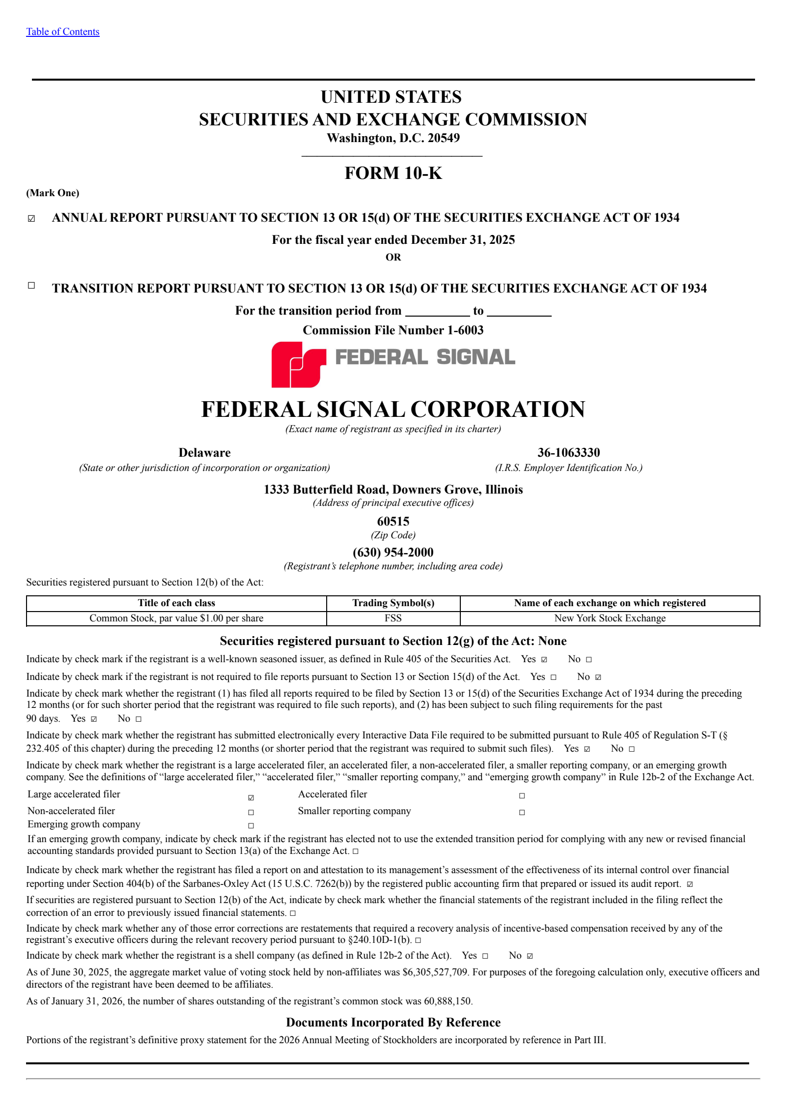 Federal Signal's Q4 2025 Annual report
