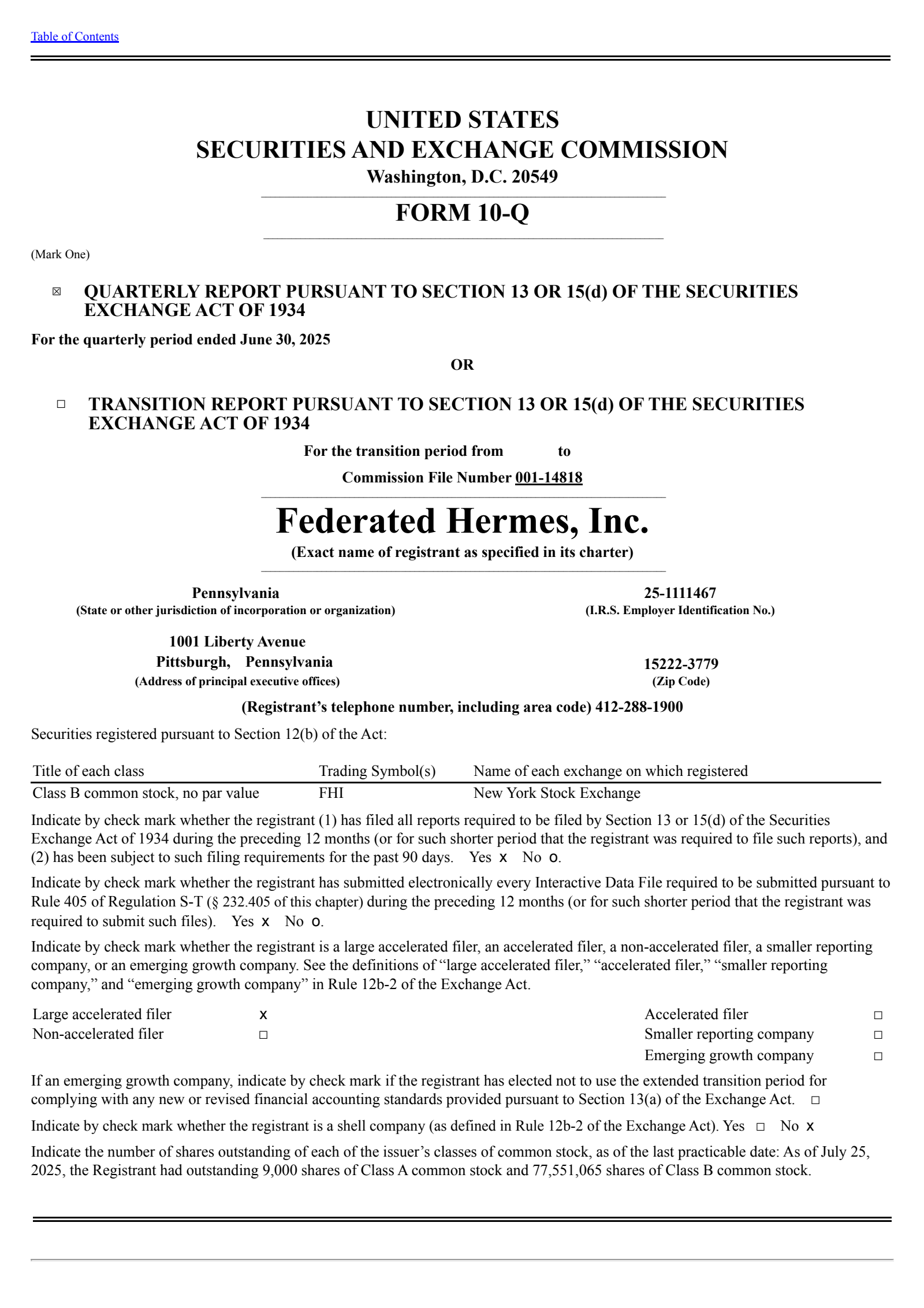 Federated Hermes' Q2 2025 Quarterly report