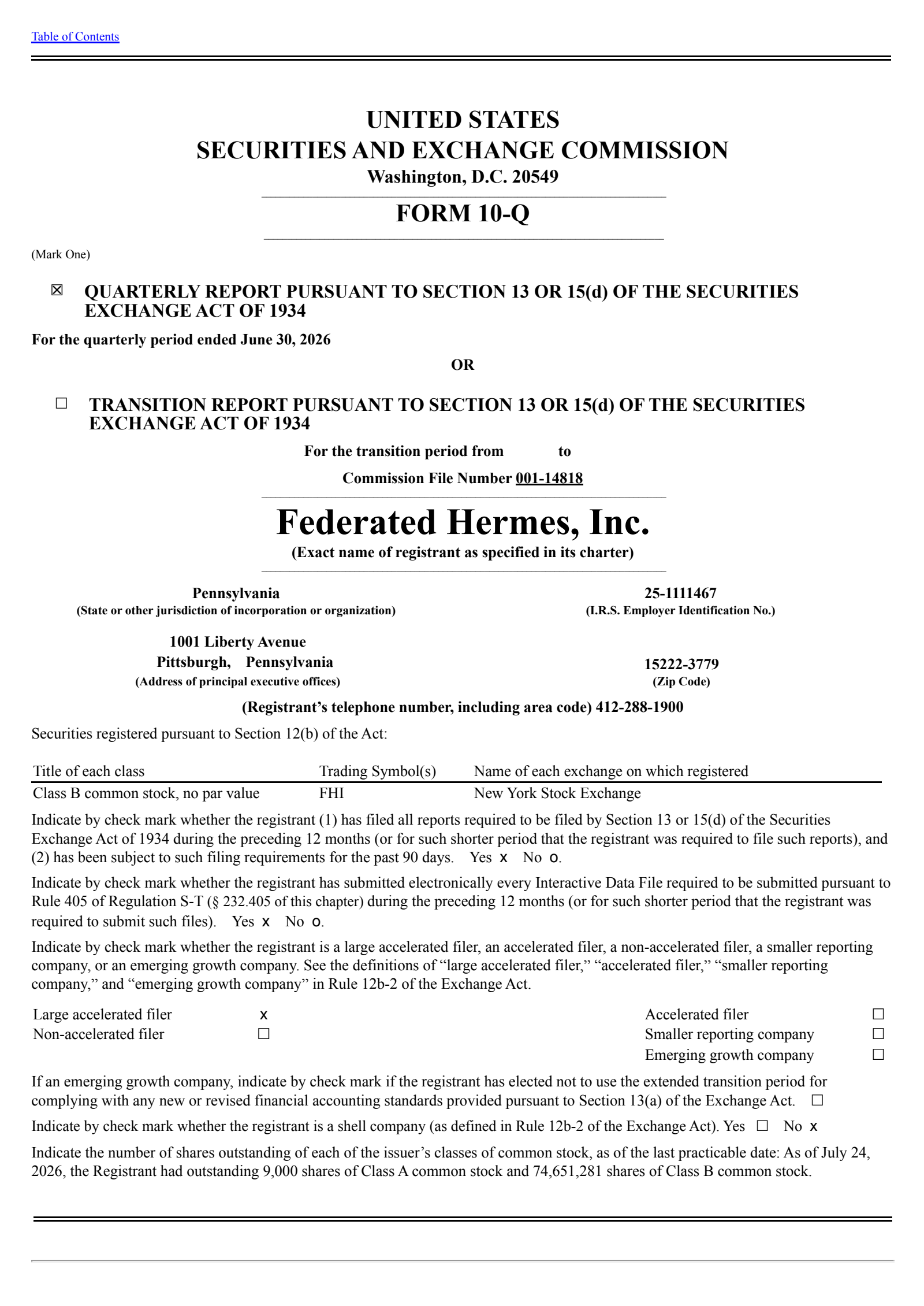Federated Hermes' Q2 2026 Quarterly report