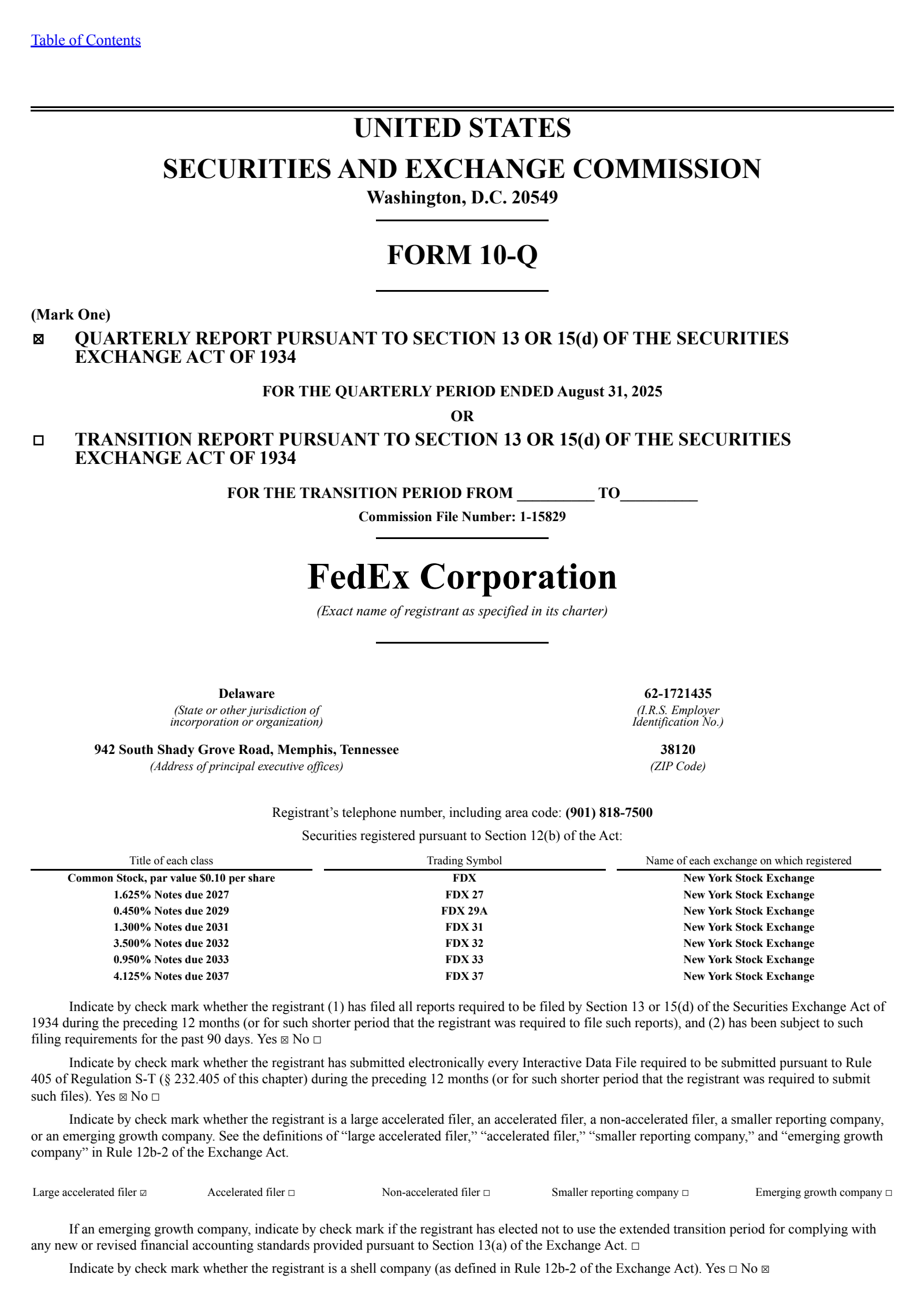 FedEx's Q1 2026 Quarterly Report