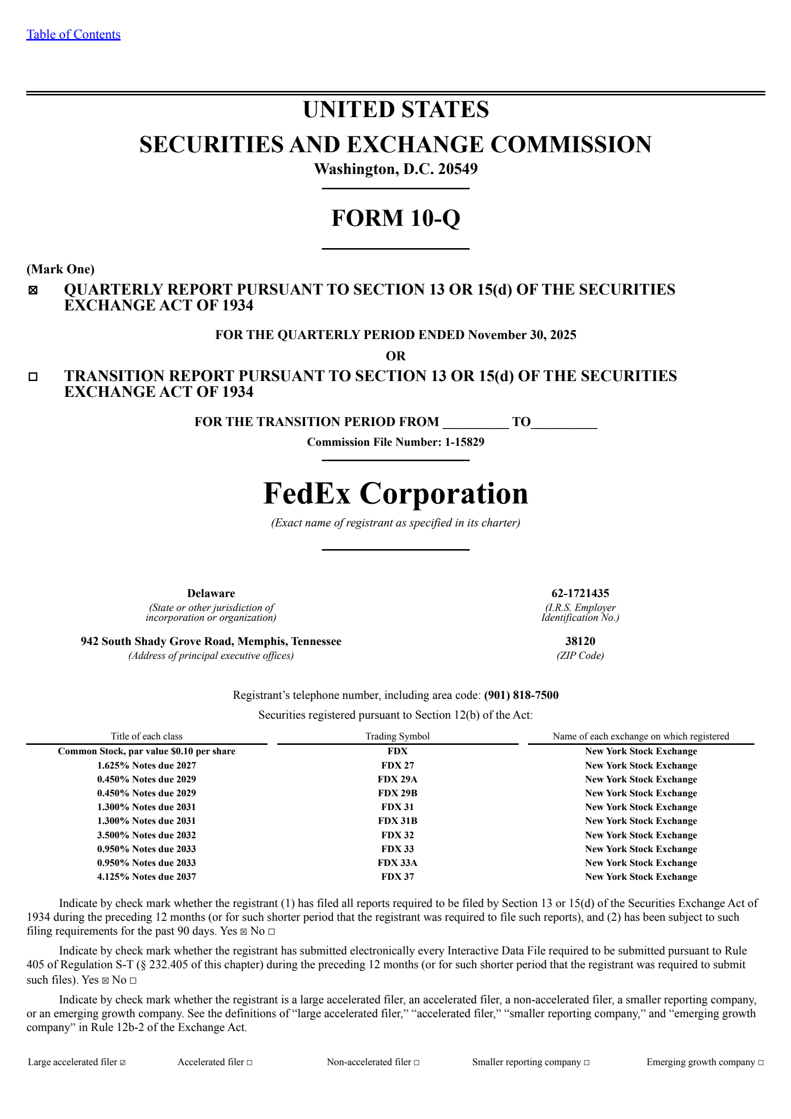 FedEx's Q2 2026 Quarterly Report