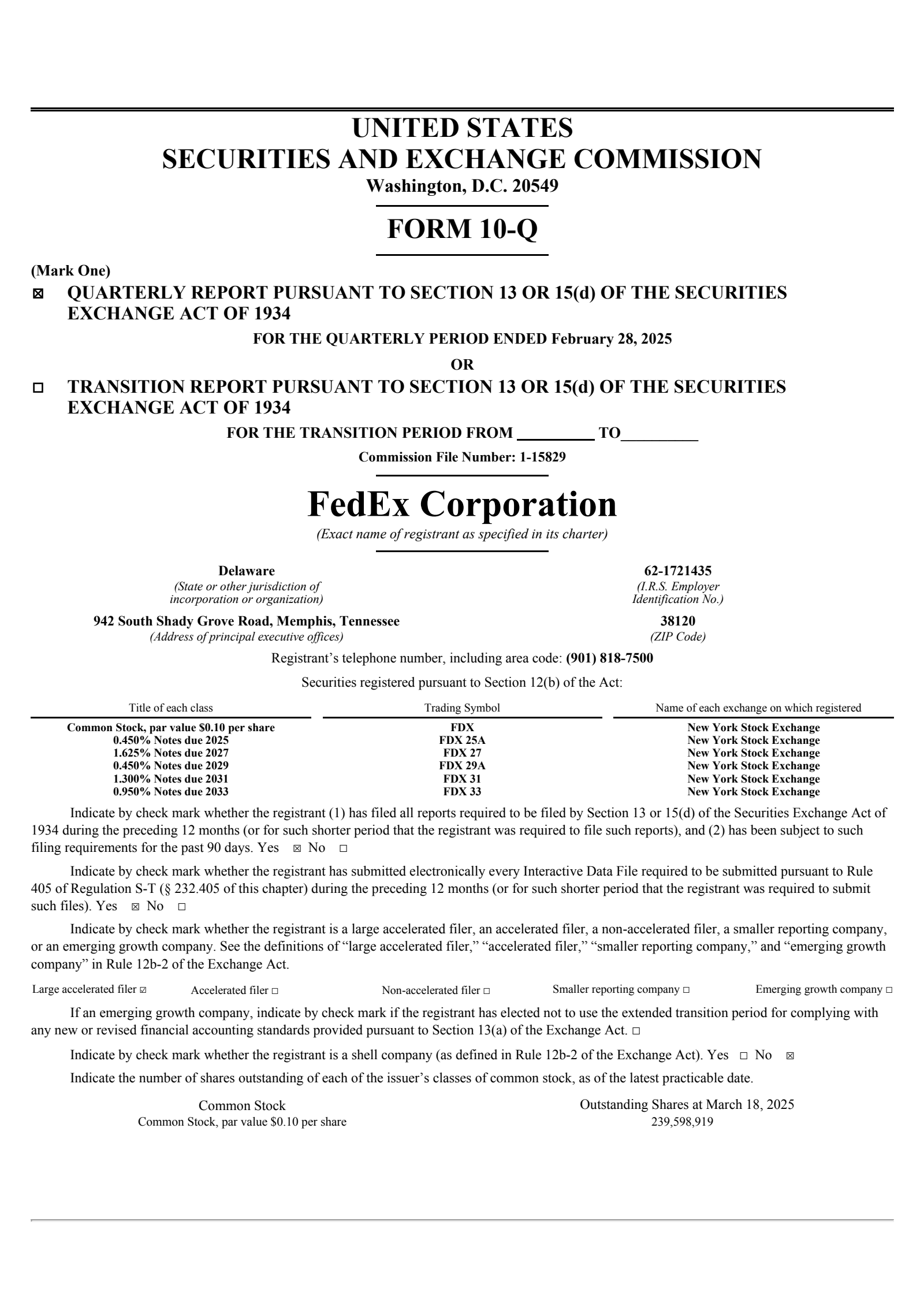 FedEx's Q3 2025 Quarterly report