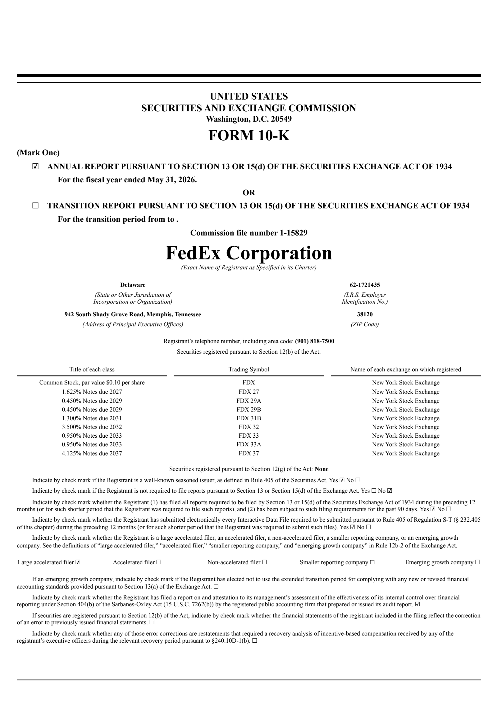 FedEx's Q4 2026 Annual report