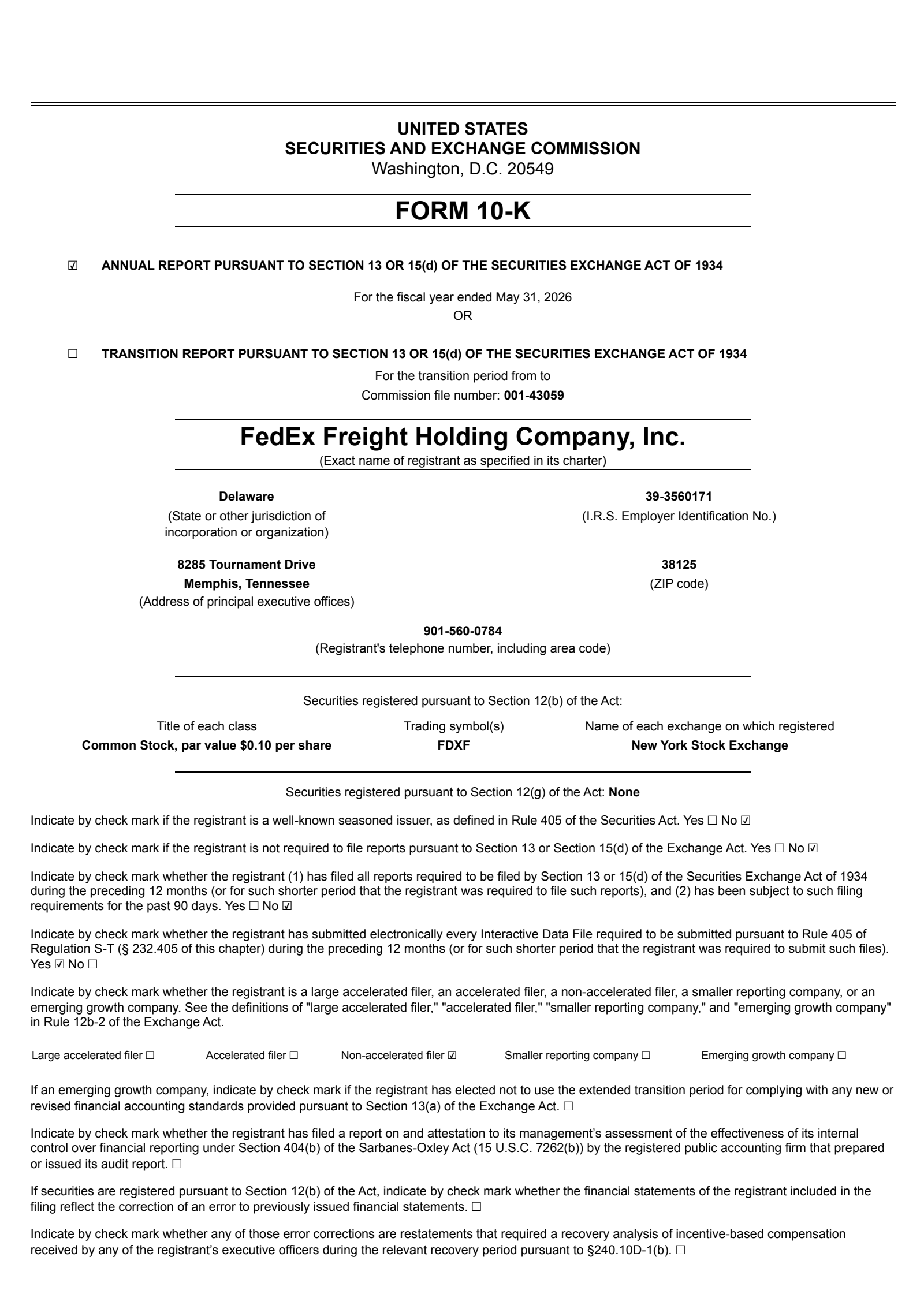 FedEx Freight's Q4 2026 Annual report
