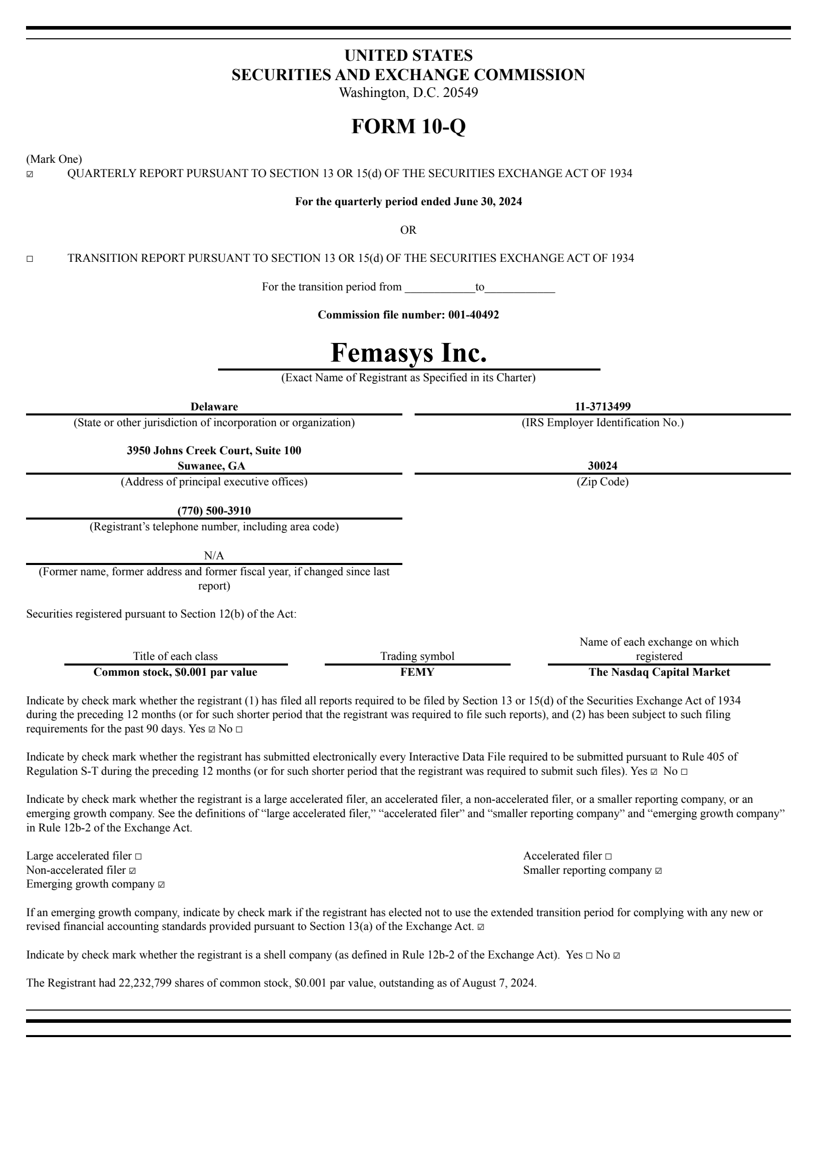Femasys' Q2 2024 Quarterly report